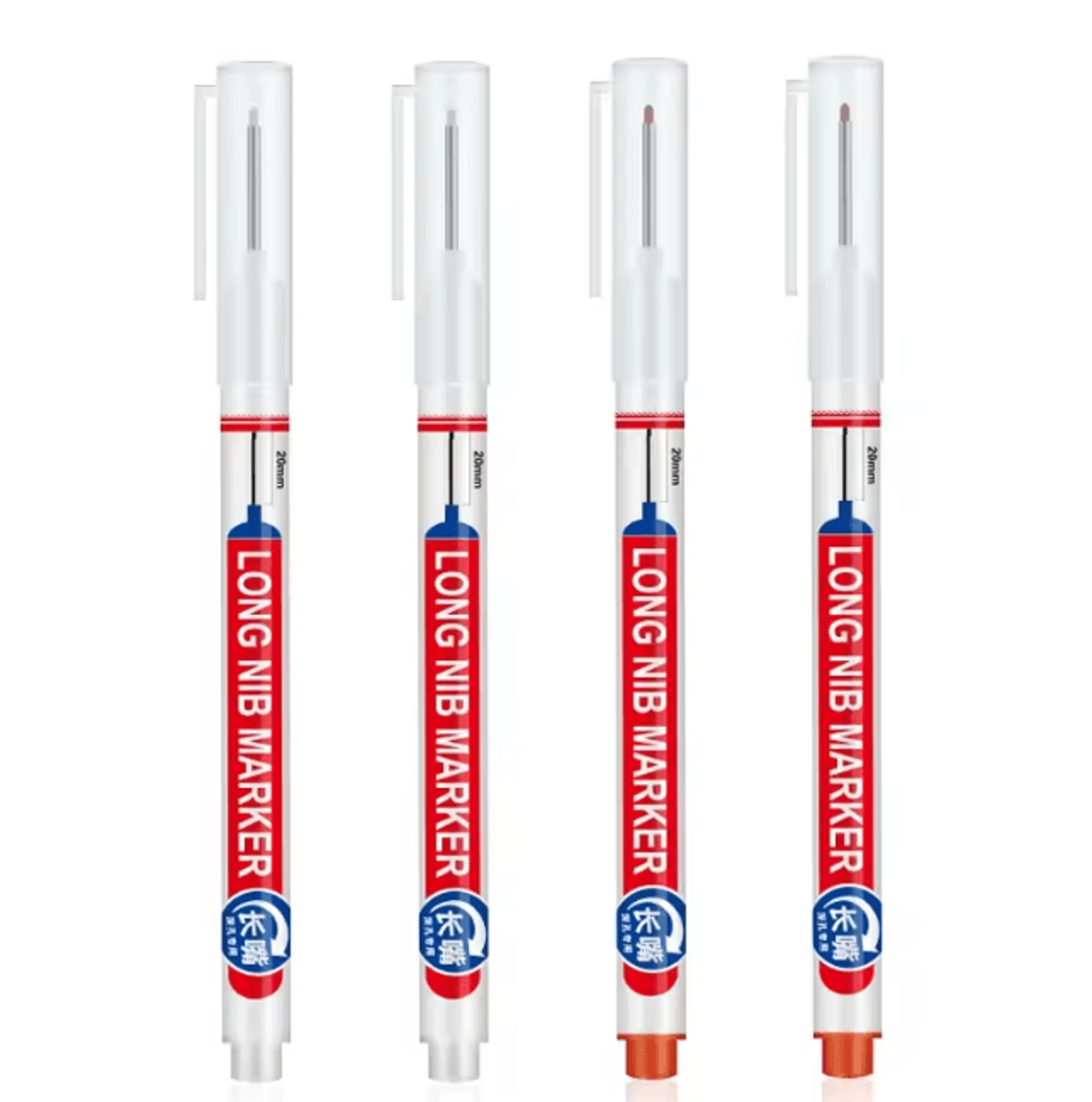 Precision Deep Hole Marker Pen Set Long Nib Waterproof Marking Tool 12