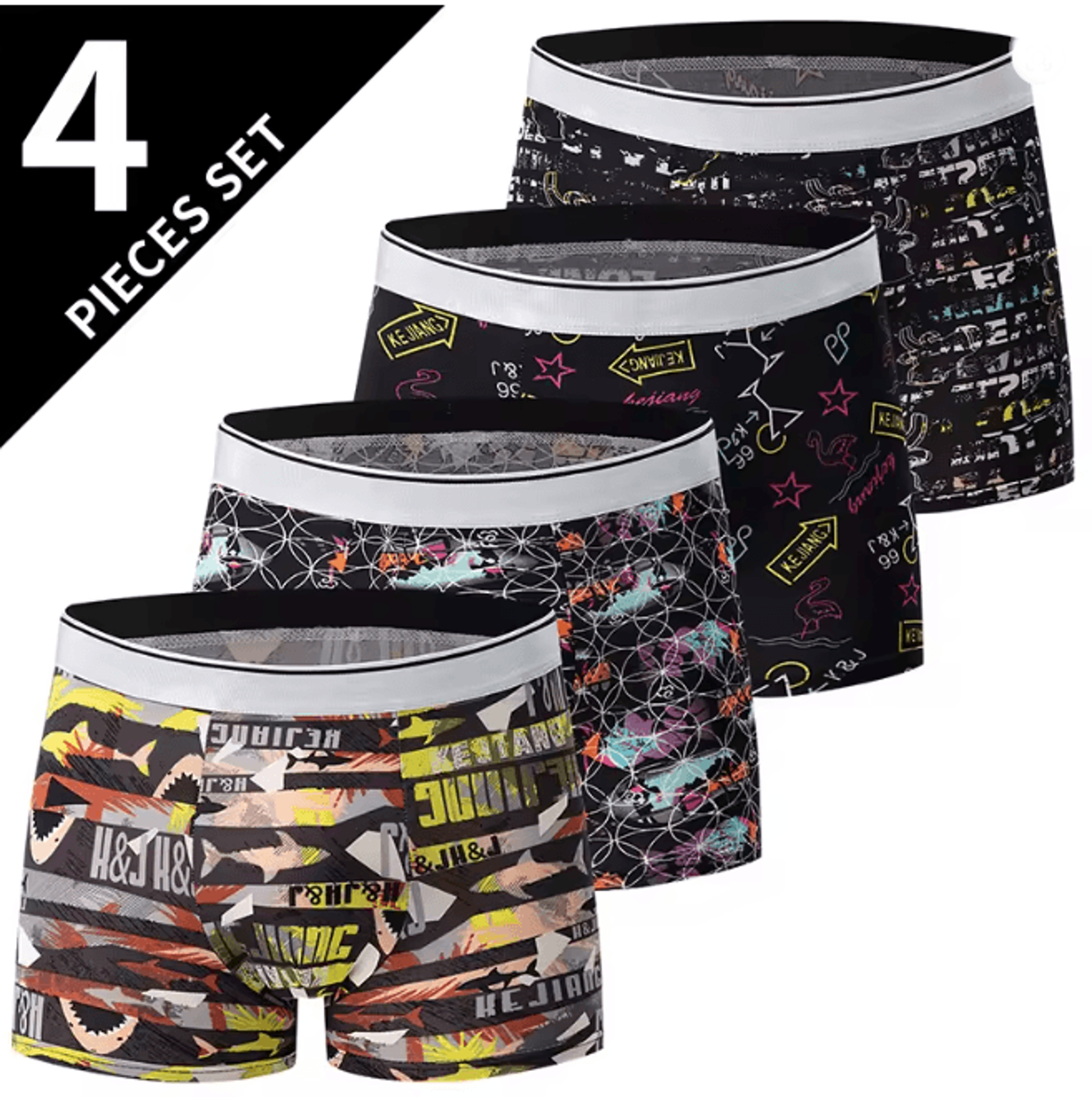 Mens Printed Boyshort Underwear Comfortable Stretch Plus Size Trunks 7