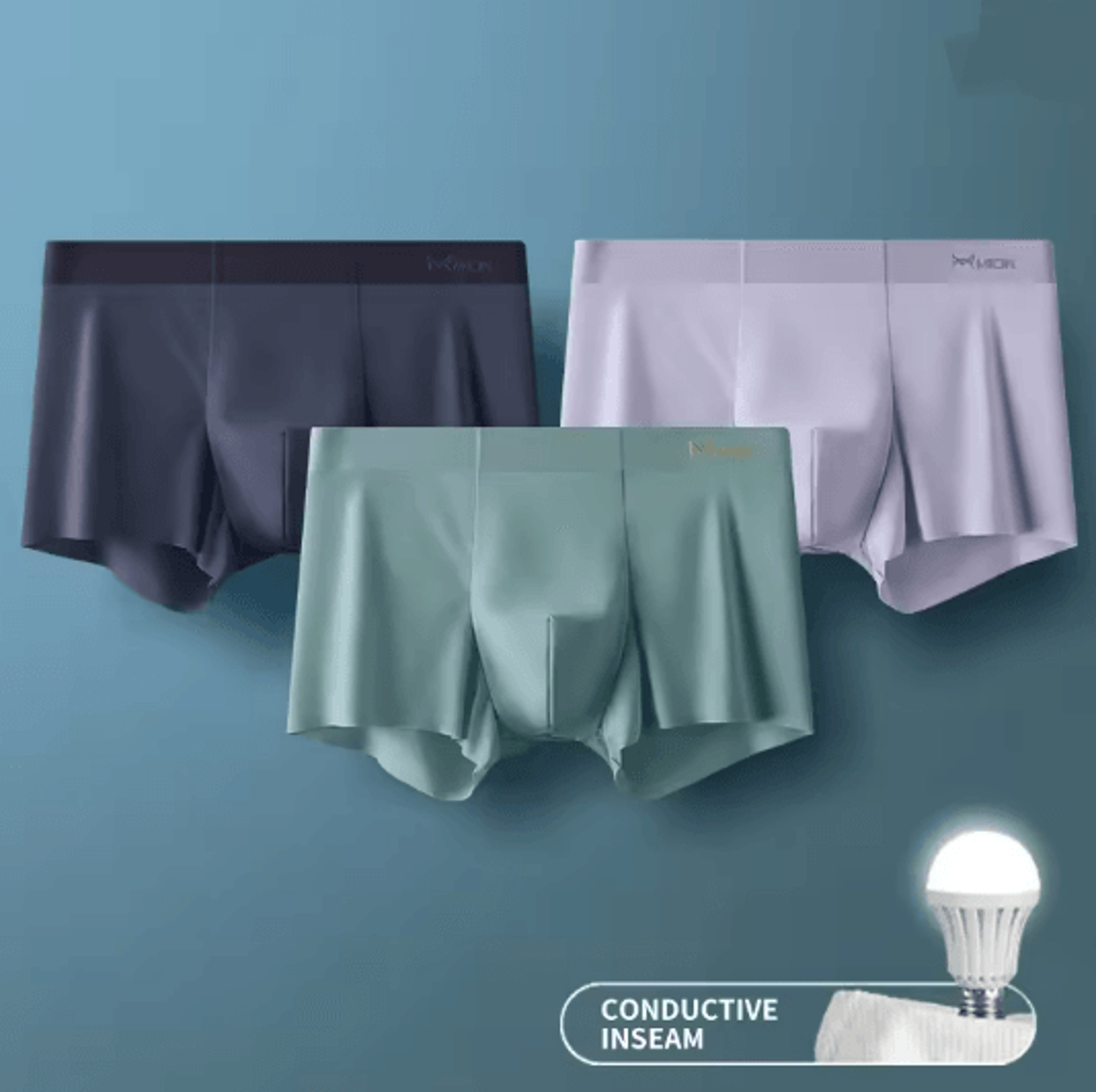MIIOW Ice Silk Mens Boxer Briefs Antistatic Seamless Underwear Set 2