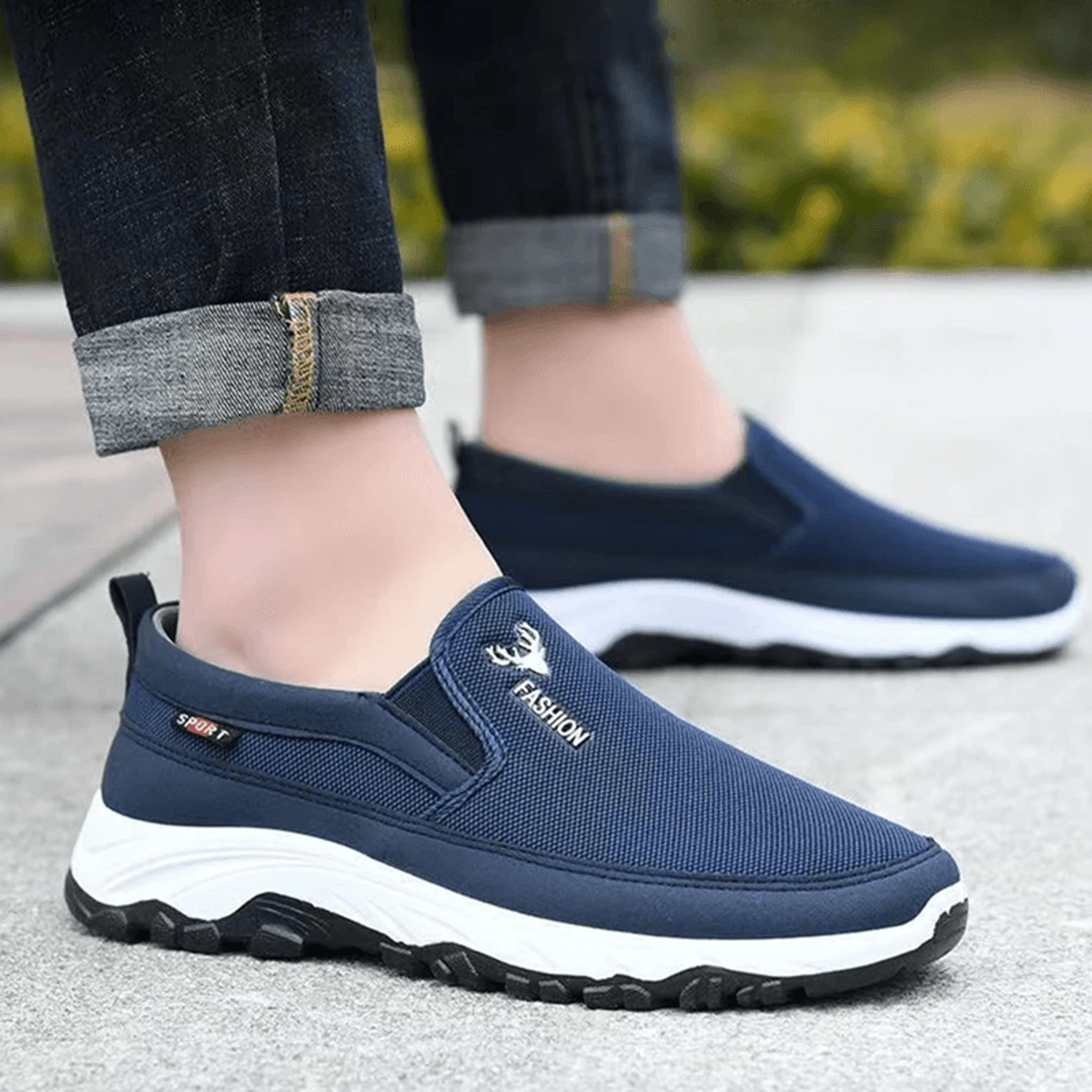 StrideEase Mens Breathable Slip On Boat Shoes Orthopedic Walking Shoes 1