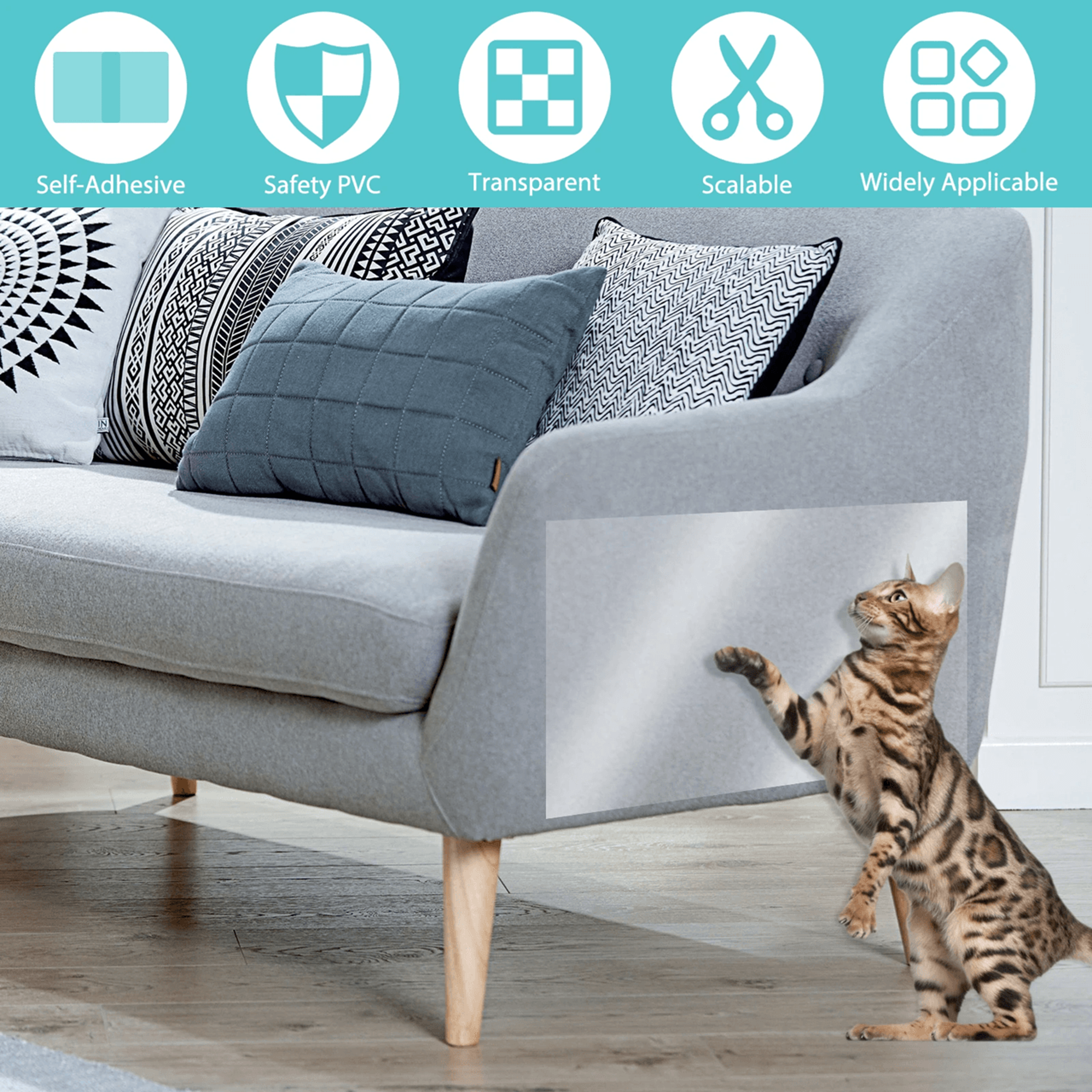 ClearGuard Cat Scratch Deterrent Tape Furniture Protection Film 1