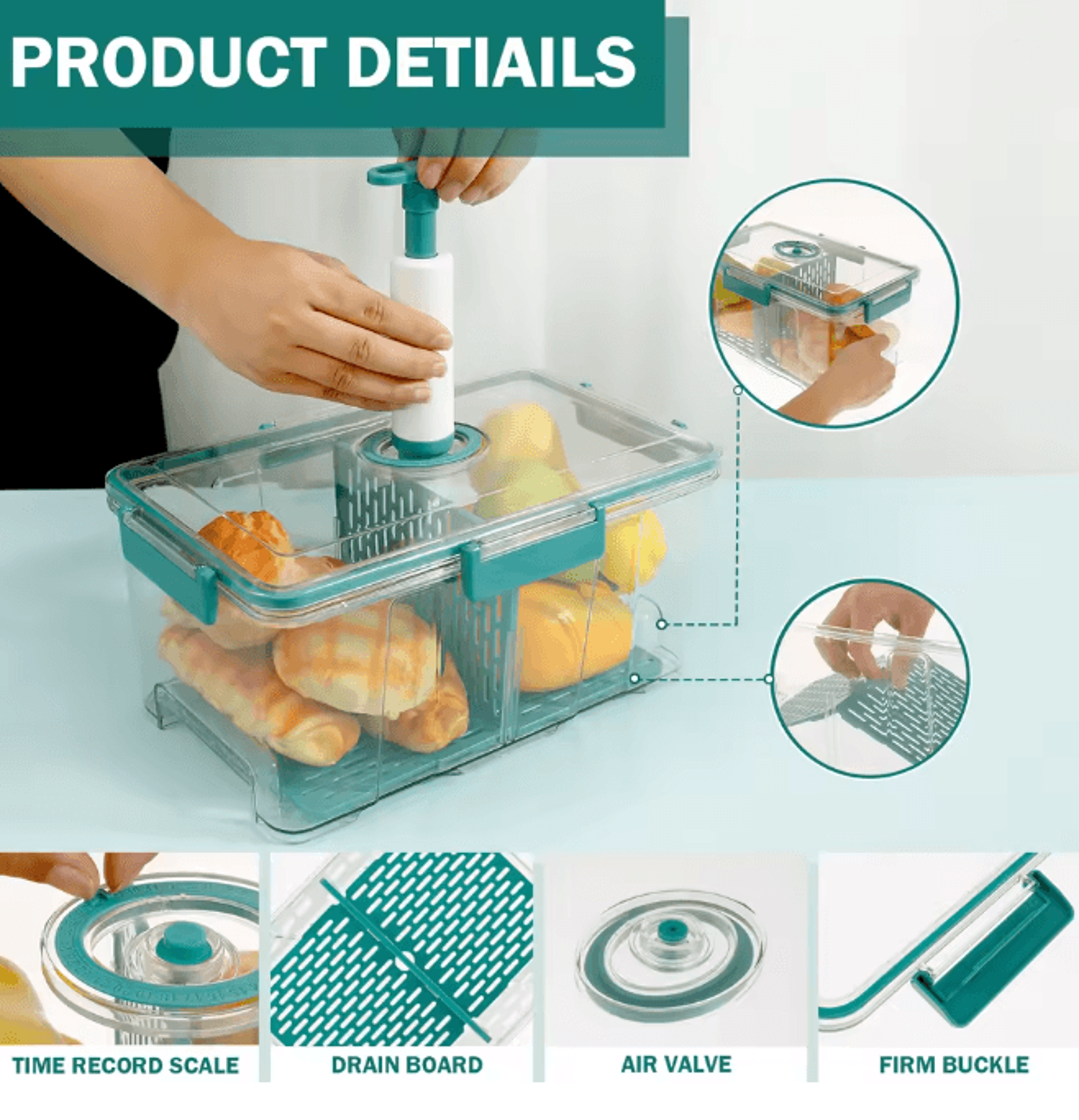 Airtight Bread Box With Vacuum Pump Freshness Keeper Container 2