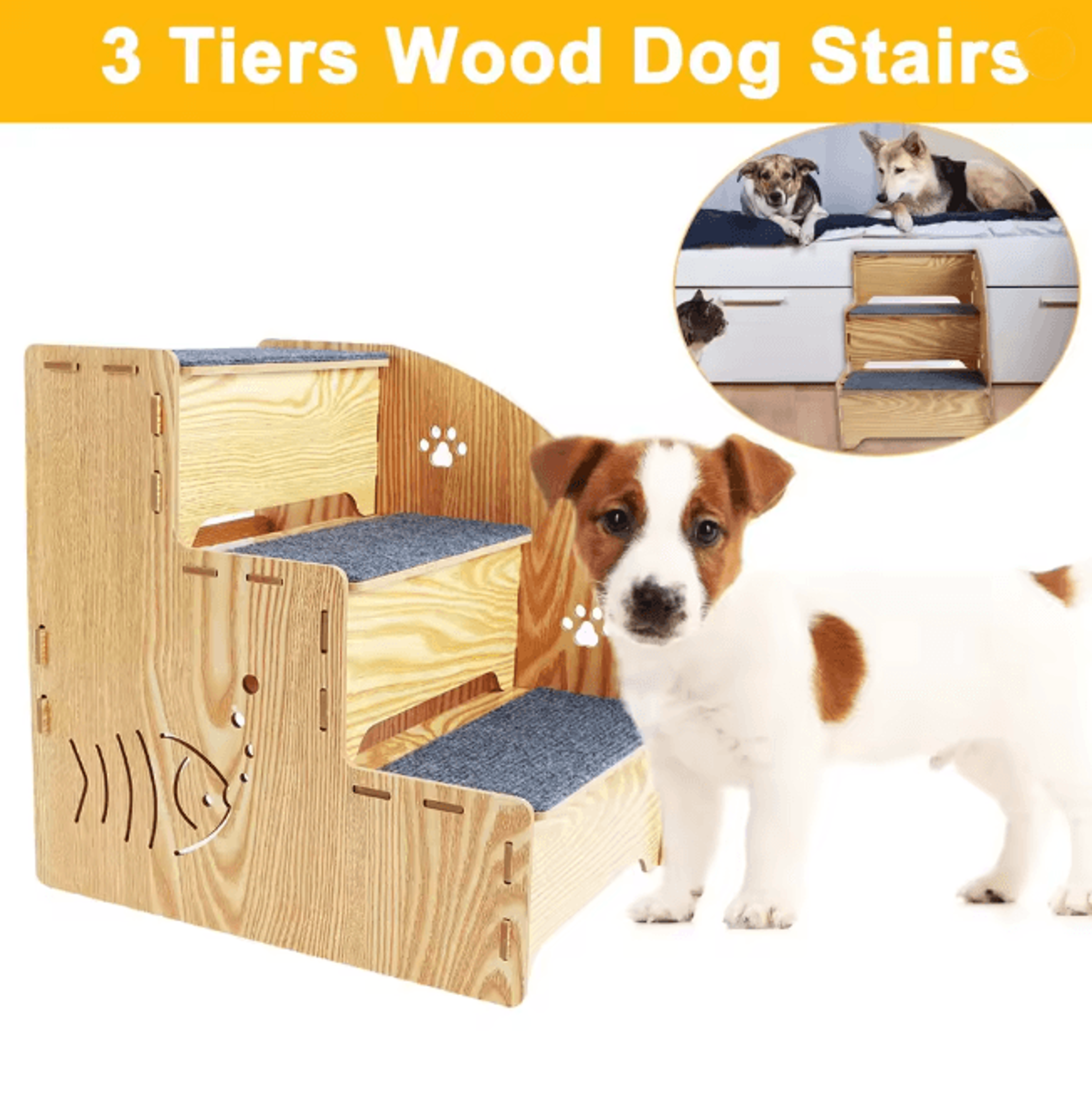 Anti Slip Dog Stairs For Small Dogs And Cats 3 Tier Pet Steps 0