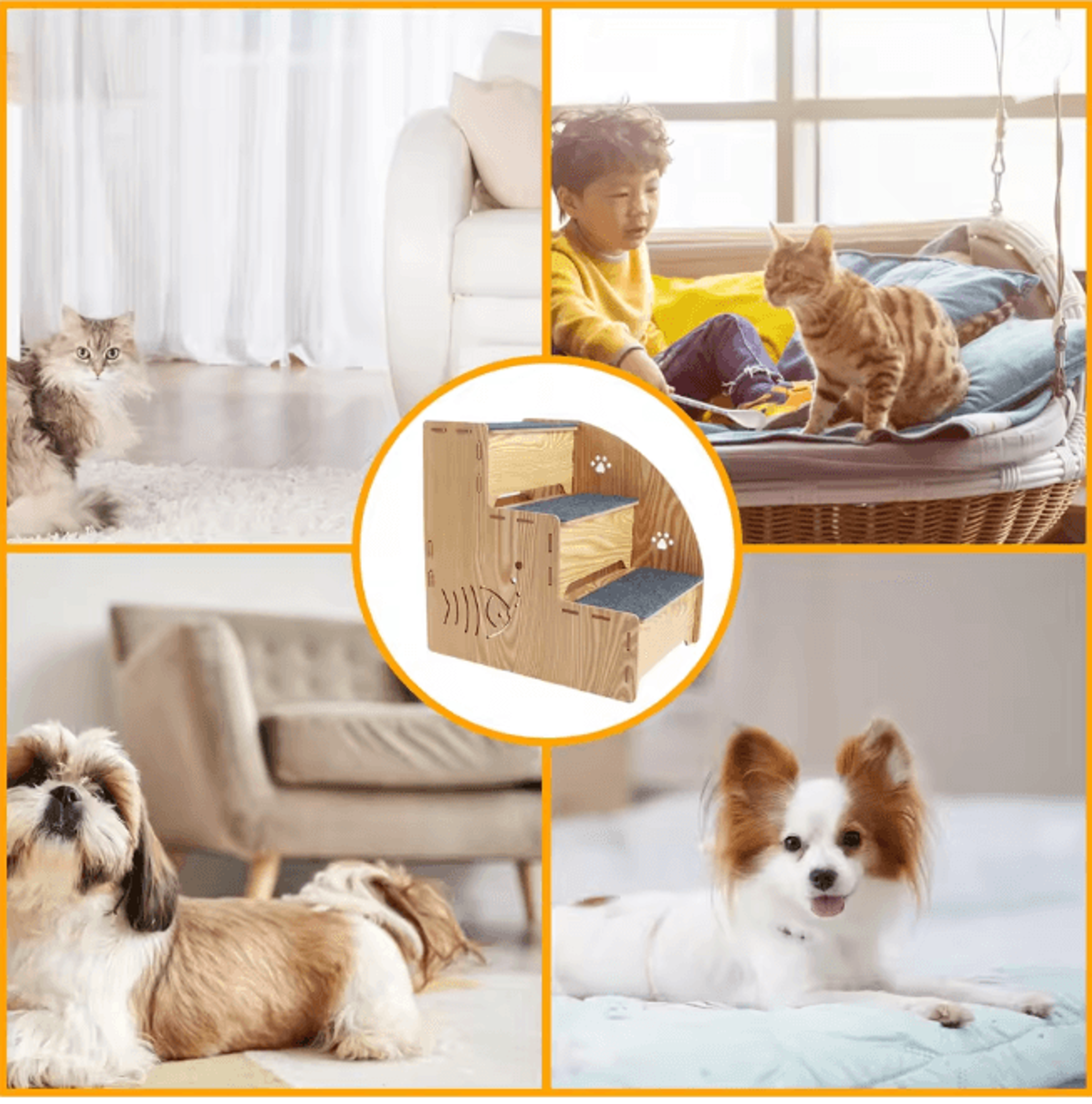 Anti Slip Dog Stairs For Small Dogs And Cats 3 Tier Pet Steps 2
