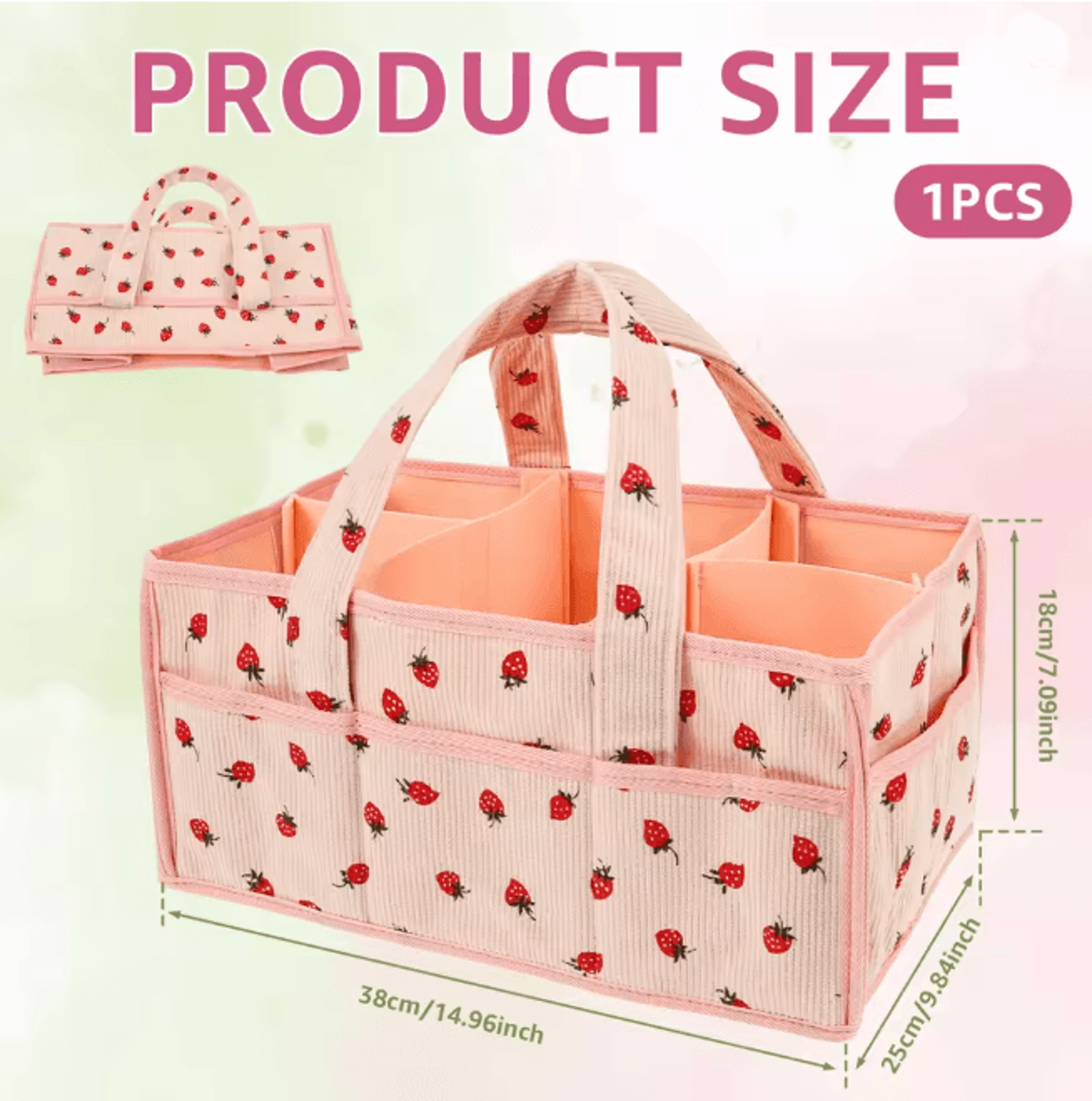 Portable Baby Diaper Caddy Bag With Handle Nursery Storage Basket 4