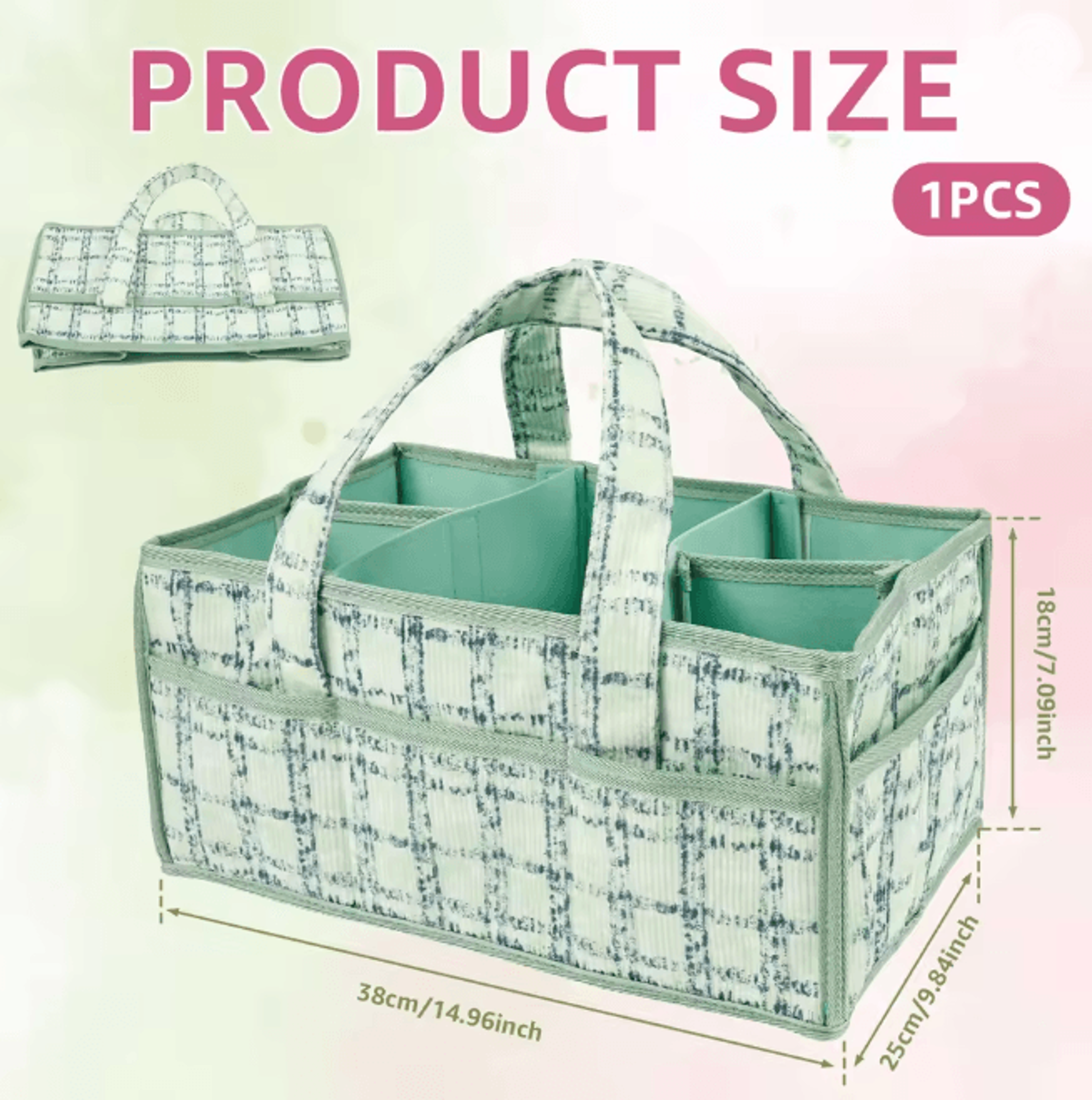 Portable Baby Diaper Caddy Bag With Handle Nursery Storage Basket 5