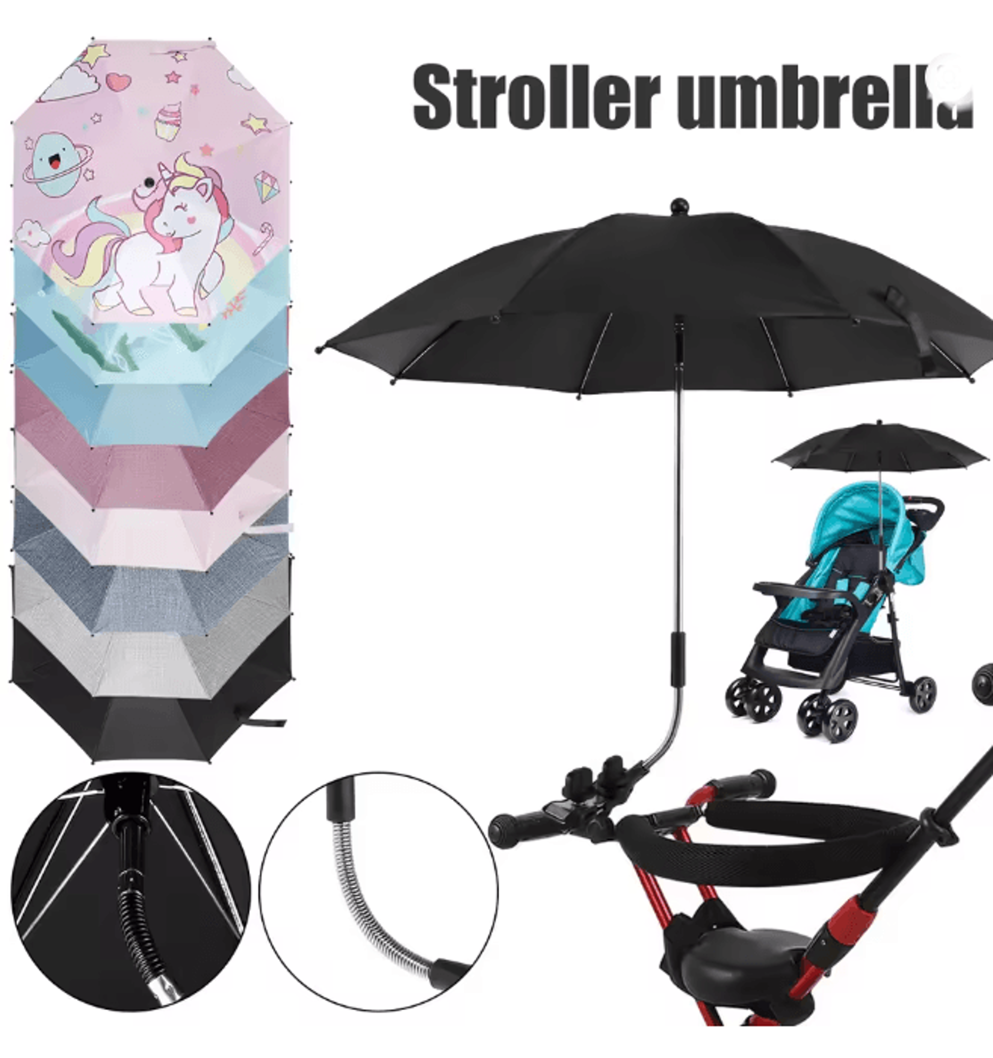 Universal Baby Stroller Umbrella Adjustable UV Protection Shade For Prams 0