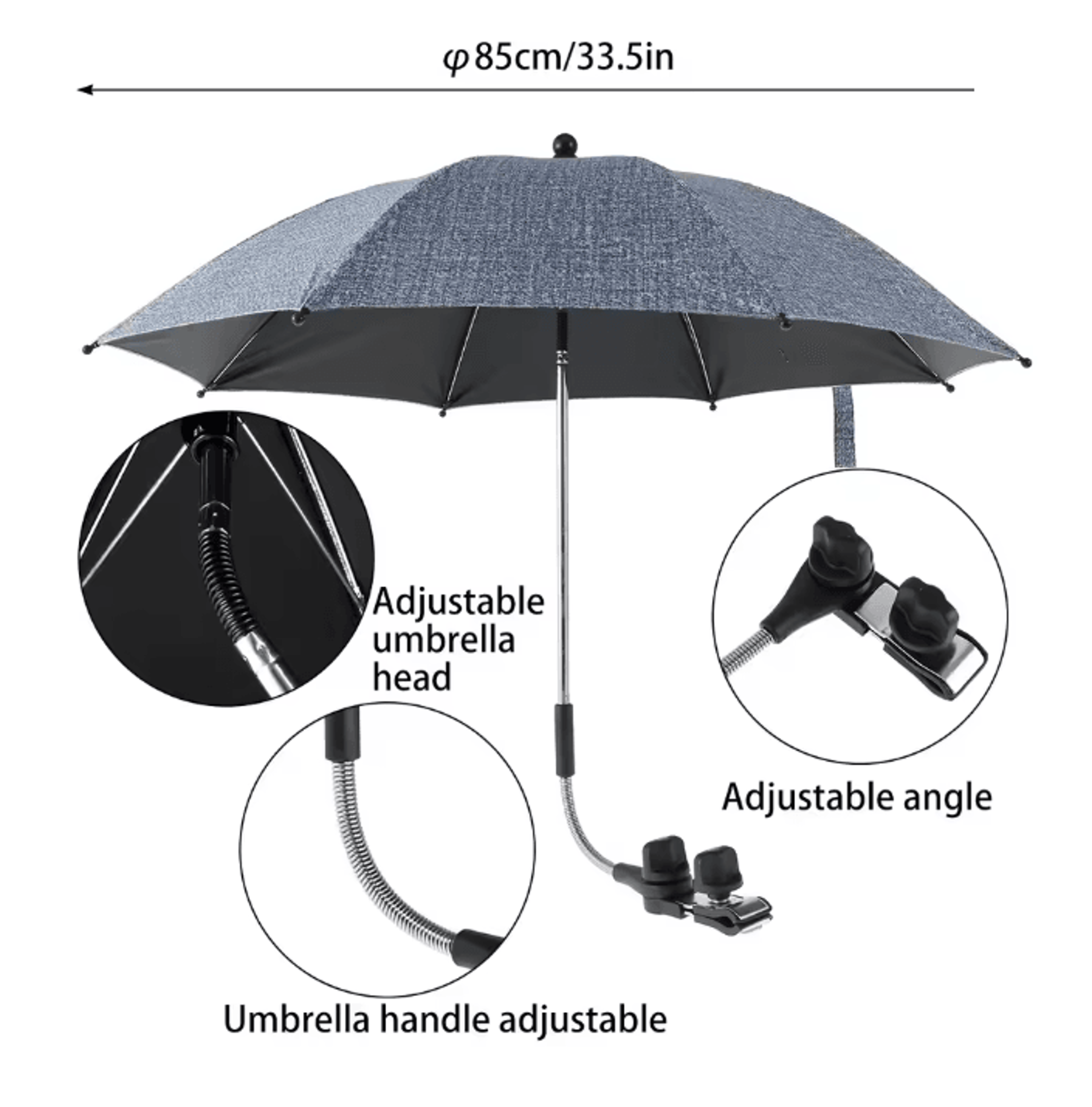 Universal Baby Stroller Umbrella Adjustable UV Protection Shade For Prams 3