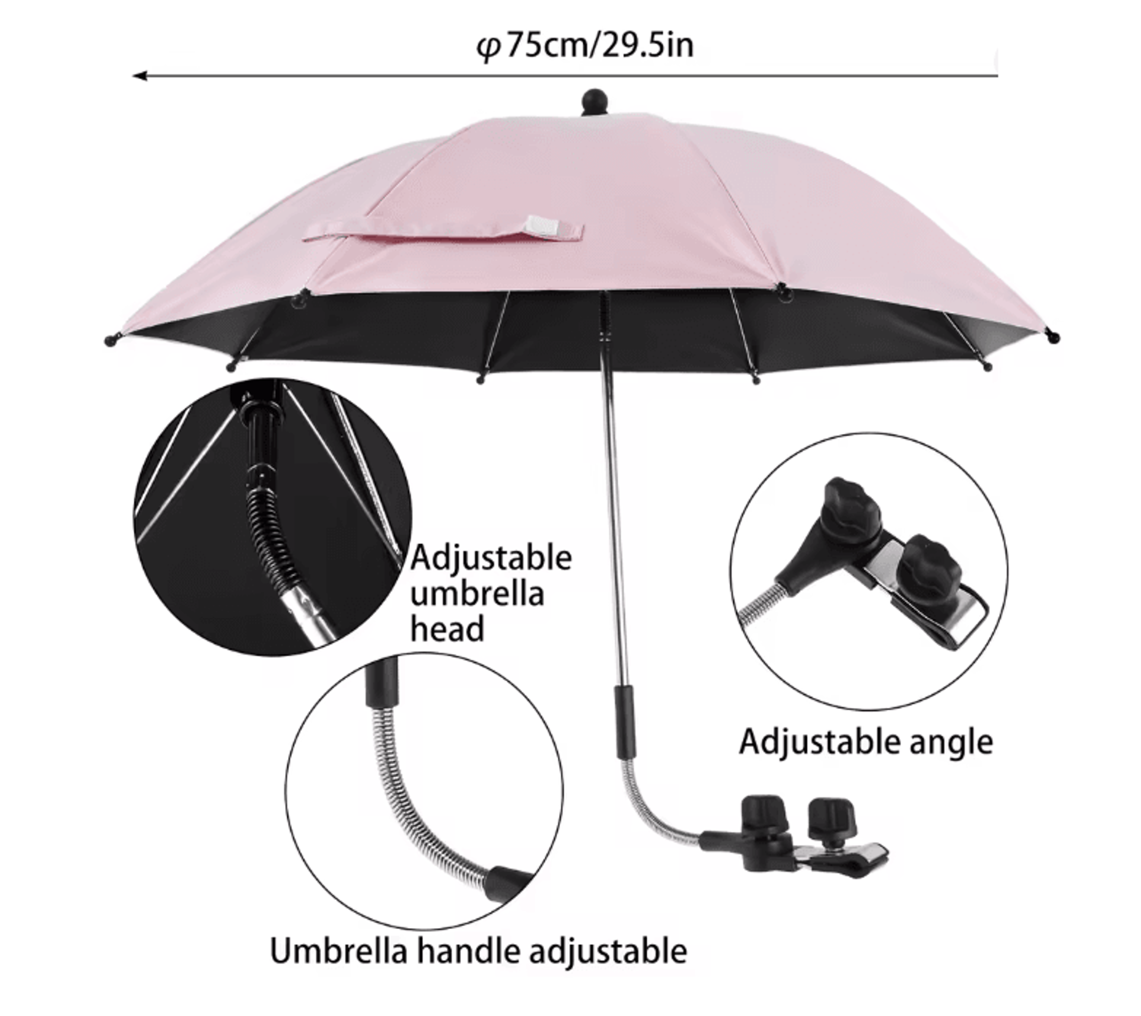 Universal Baby Stroller Umbrella Adjustable UV Protection Shade For Prams 5
