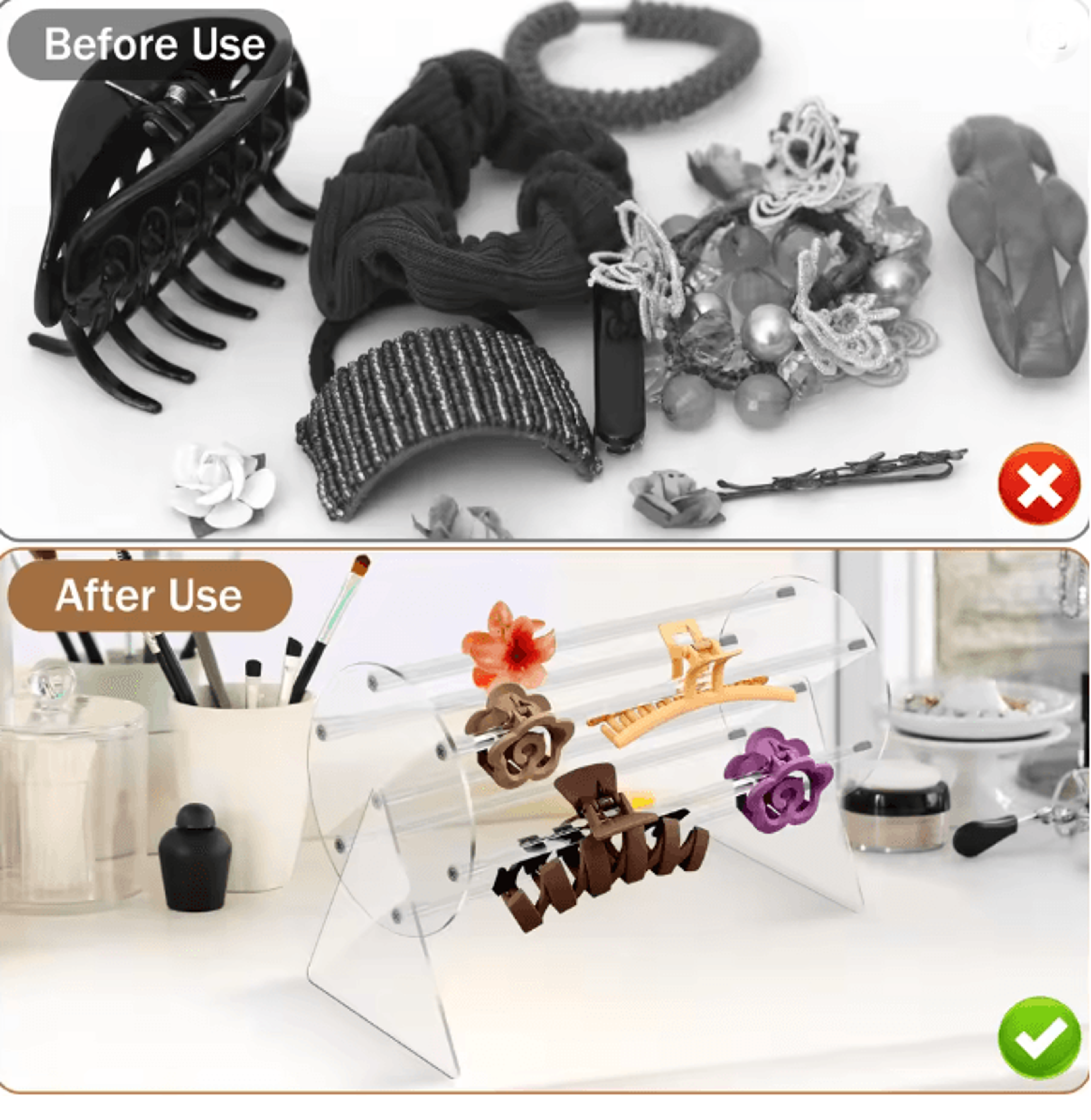 360 Degree Rotating Acrylic Hair Clip Organizer Display Stand 2