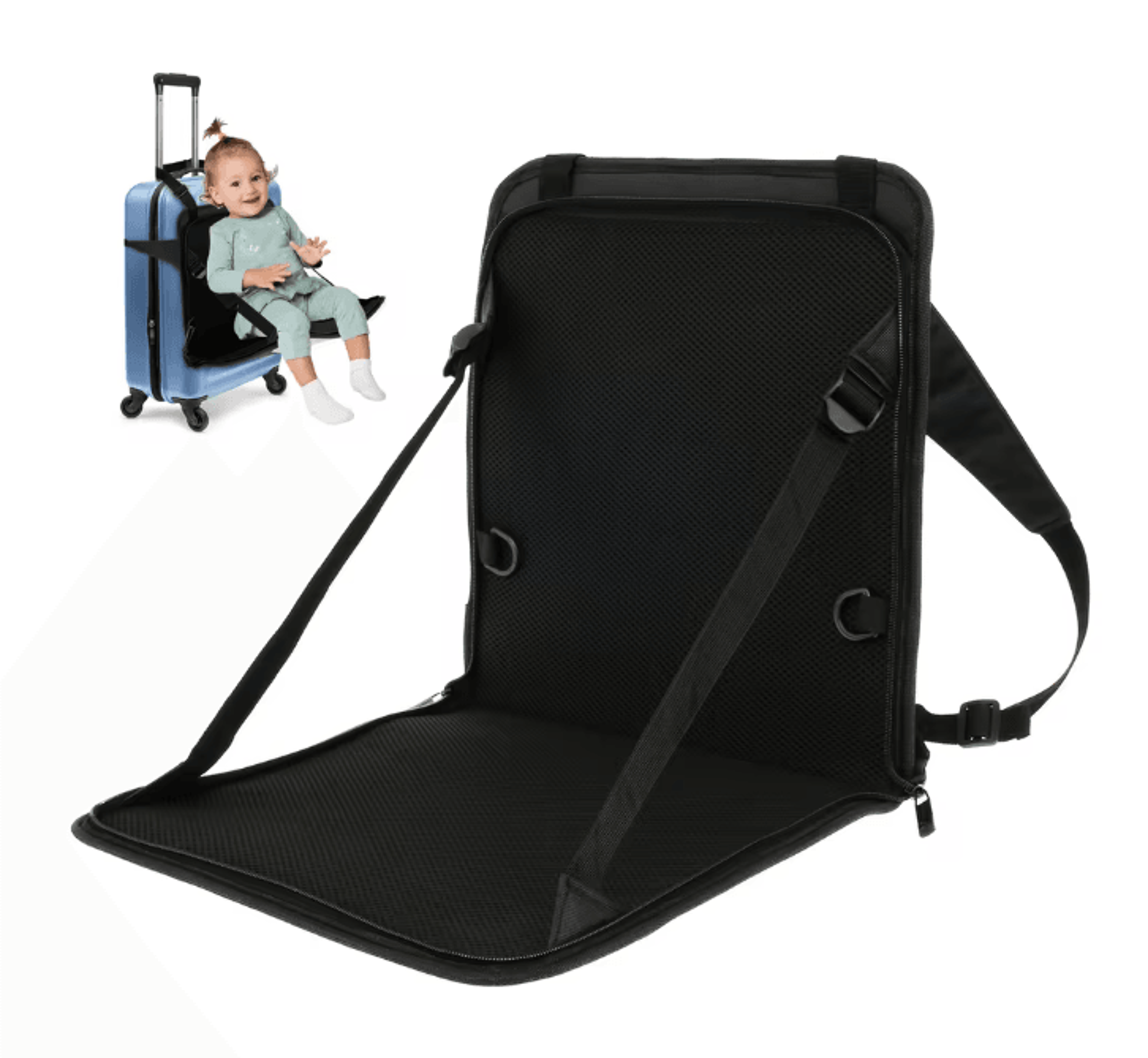 Portable Kids Travel Seat With Seat Belt Folding Toddler Carrier For Luggage 0