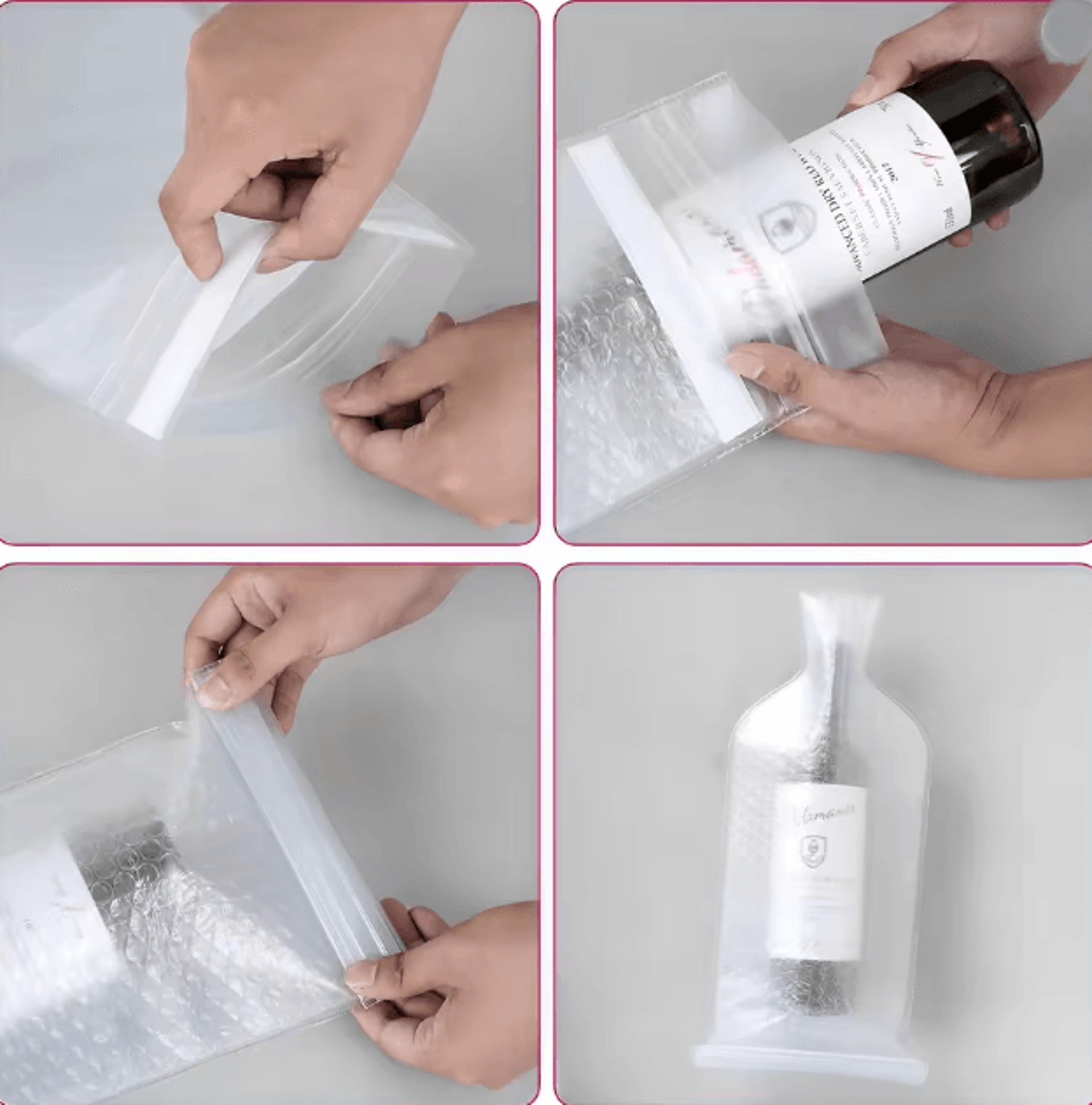 Reusable Wine Bottle Travel Protector Bags With Bubble Liner Set 2