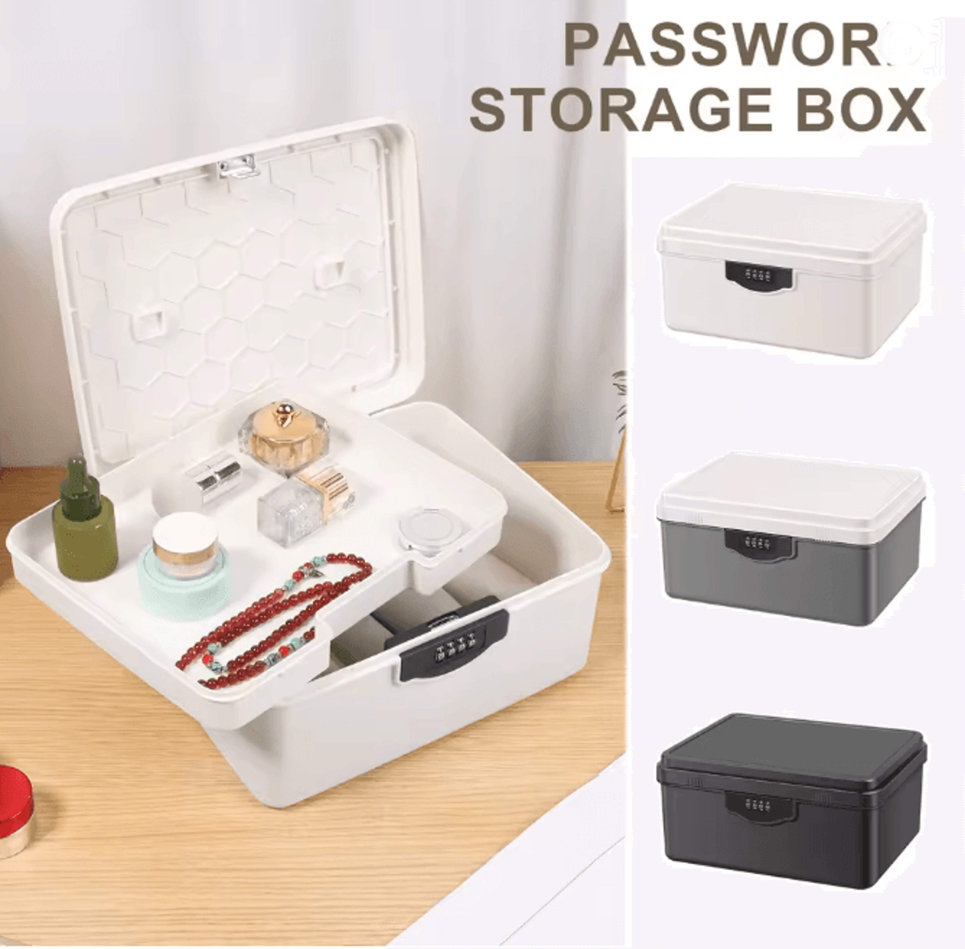 Portable Digital Password Lock Safe Box Secure Storage Organizer With Tray 1