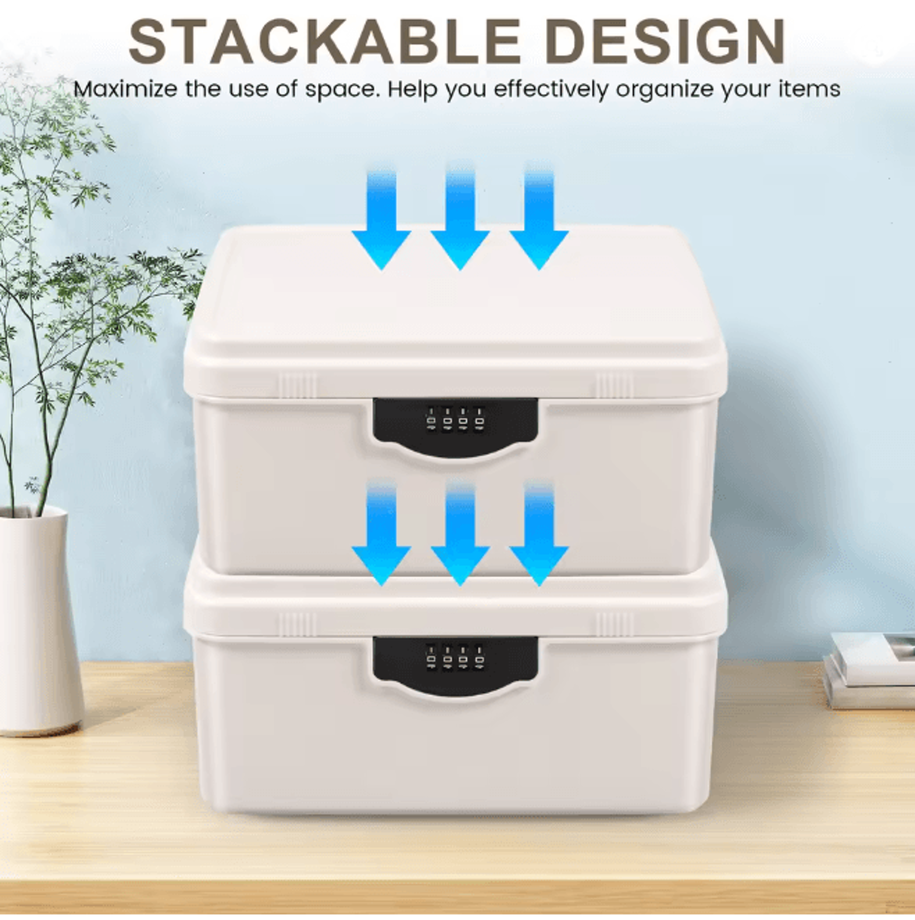 Portable Digital Password Lock Safe Box Secure Storage Organizer With Tray 3