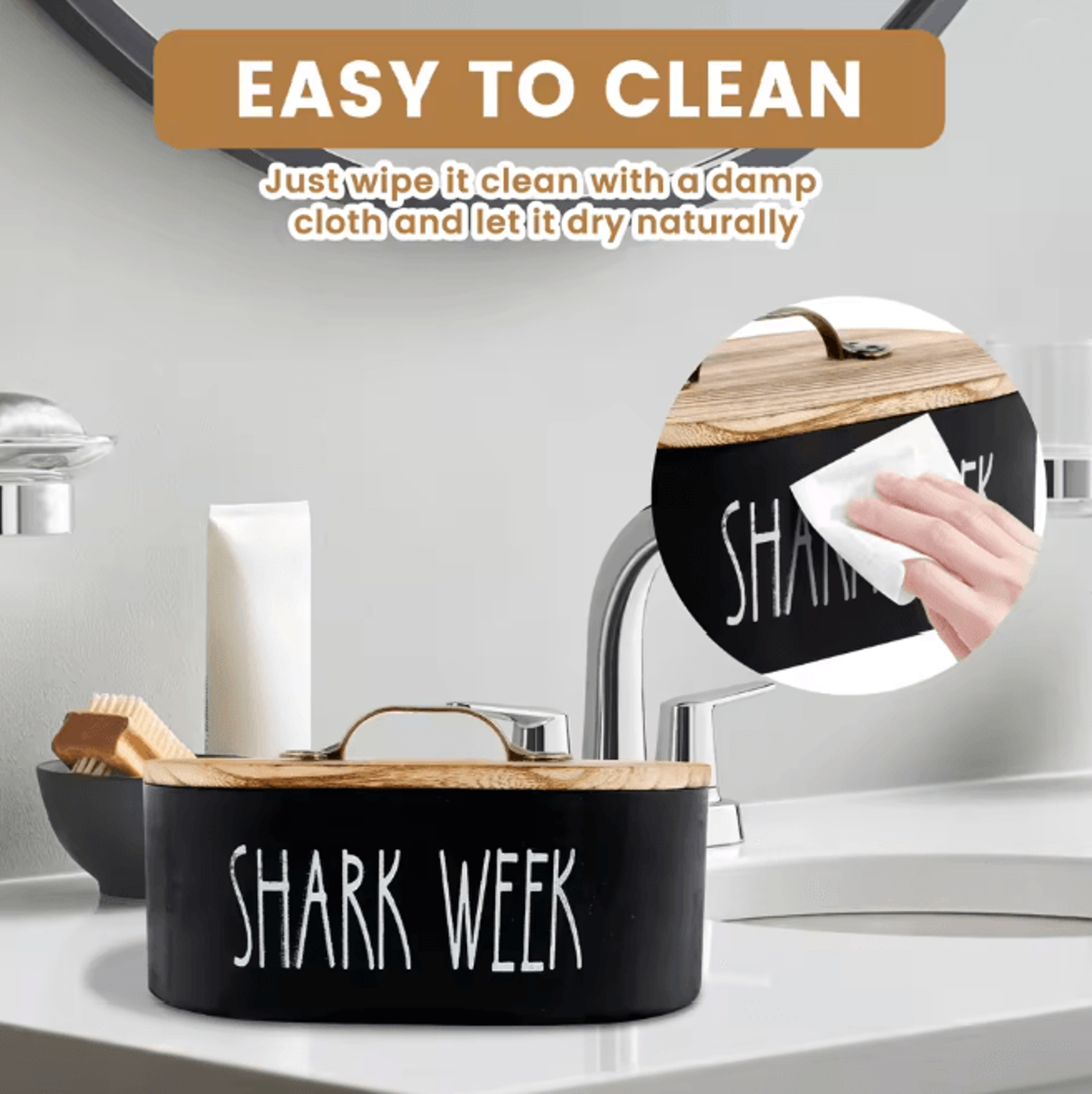 Wood Cotton Pad Storage Box Cosmetic Organizer With Lid 1