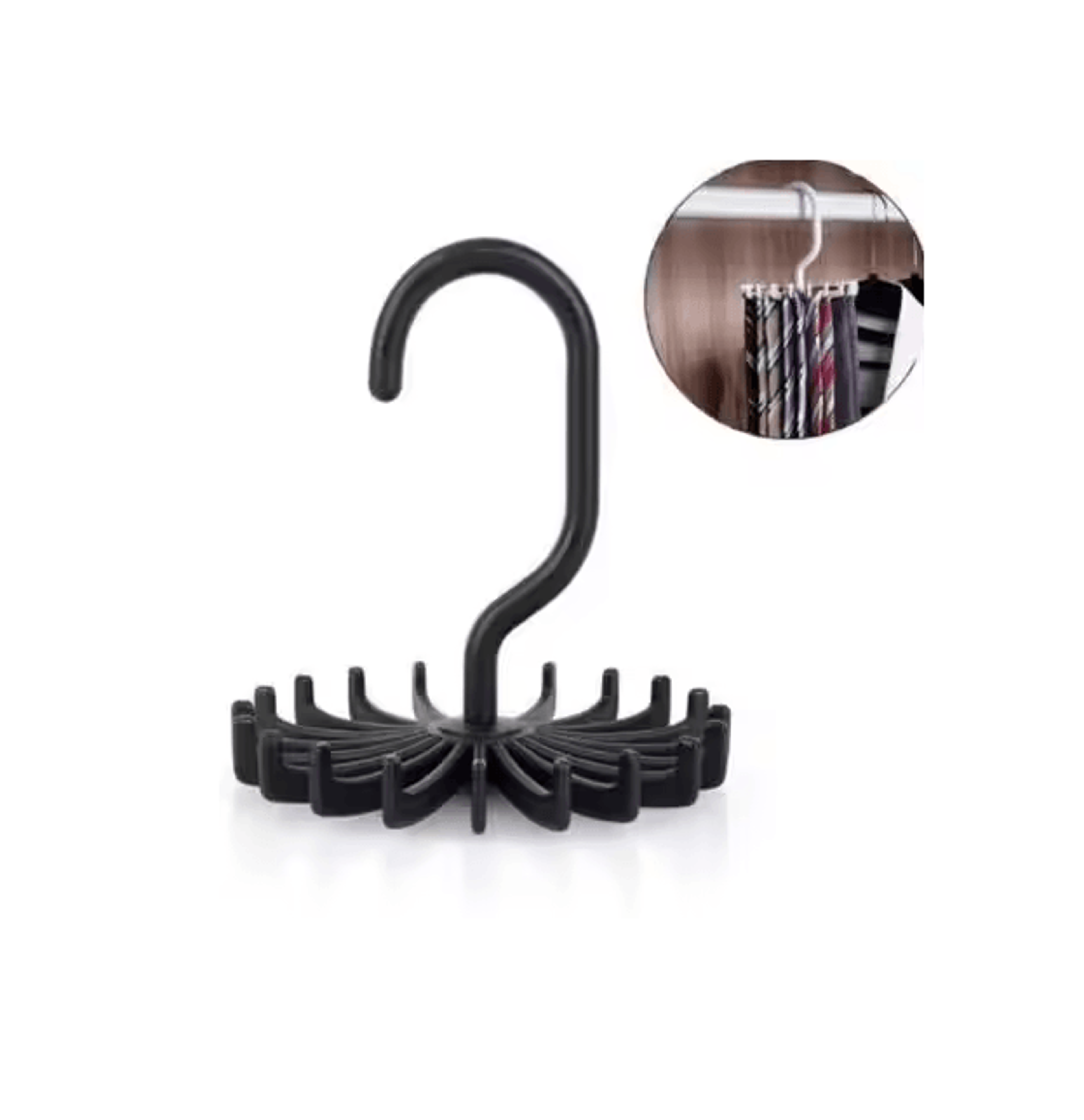 360 Degree Rotating Scarf Tie Belt Organizer Hanger With 20 Hooks 5