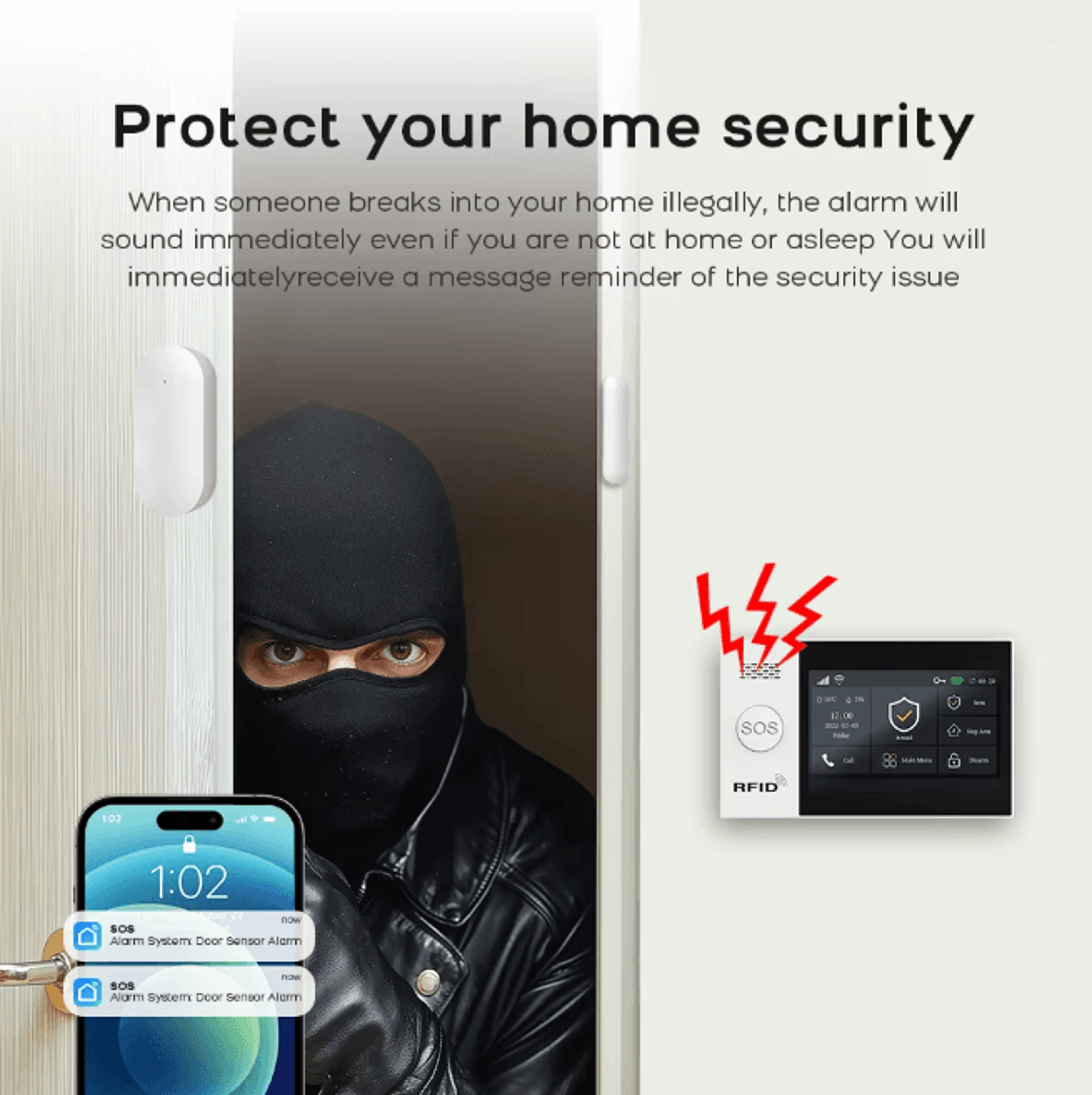 PGST Smart Home Security Alarm System 4G Wireless WIFI With Touch Screen And App Control 2