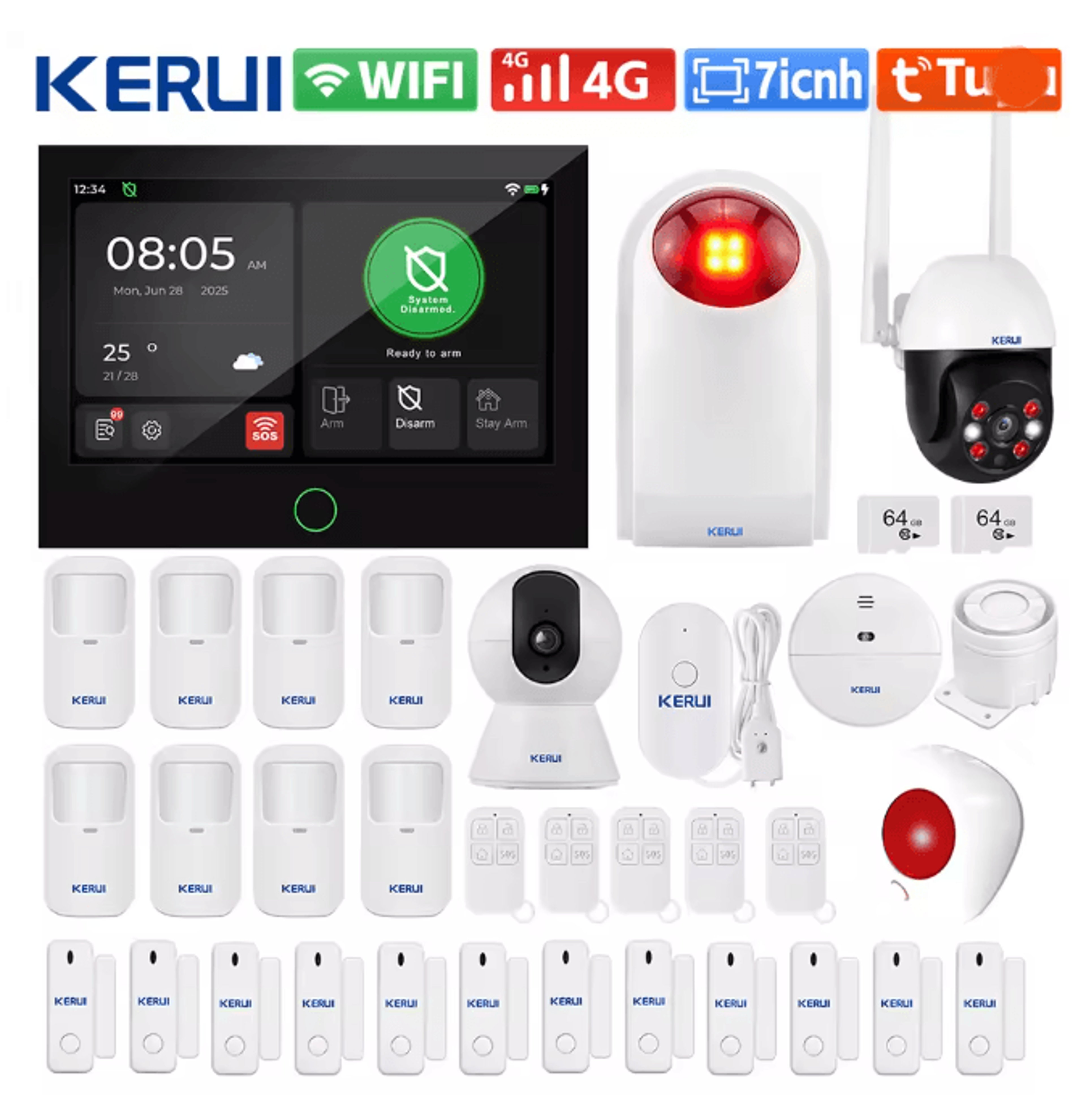 KERUI Smart Home Security Alarm System Wireless 4G WIFI With Touch Screen Panel 4