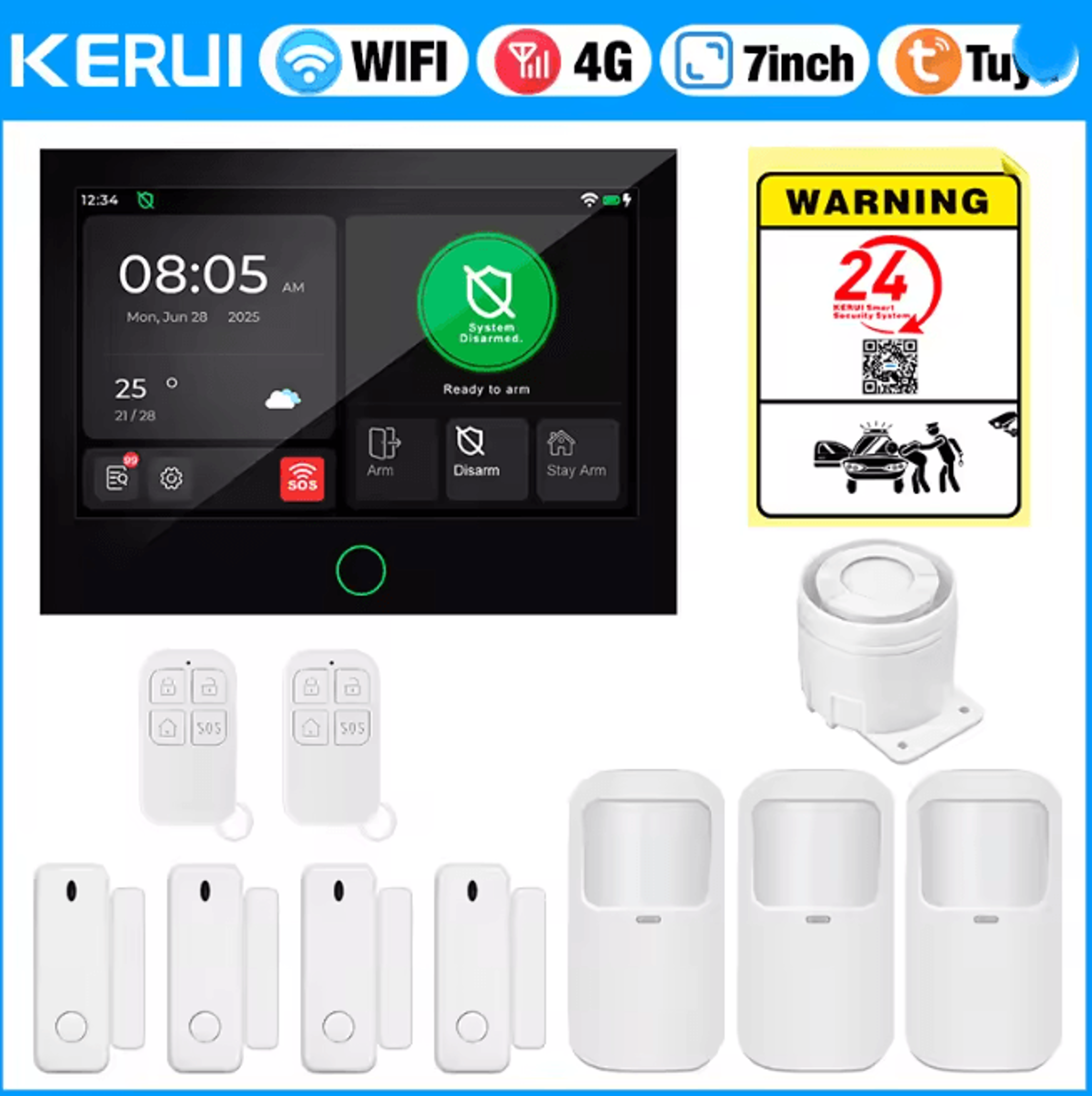KERUI Smart Home Security Alarm System 4G WIFI With Touch Screen Panel 7
