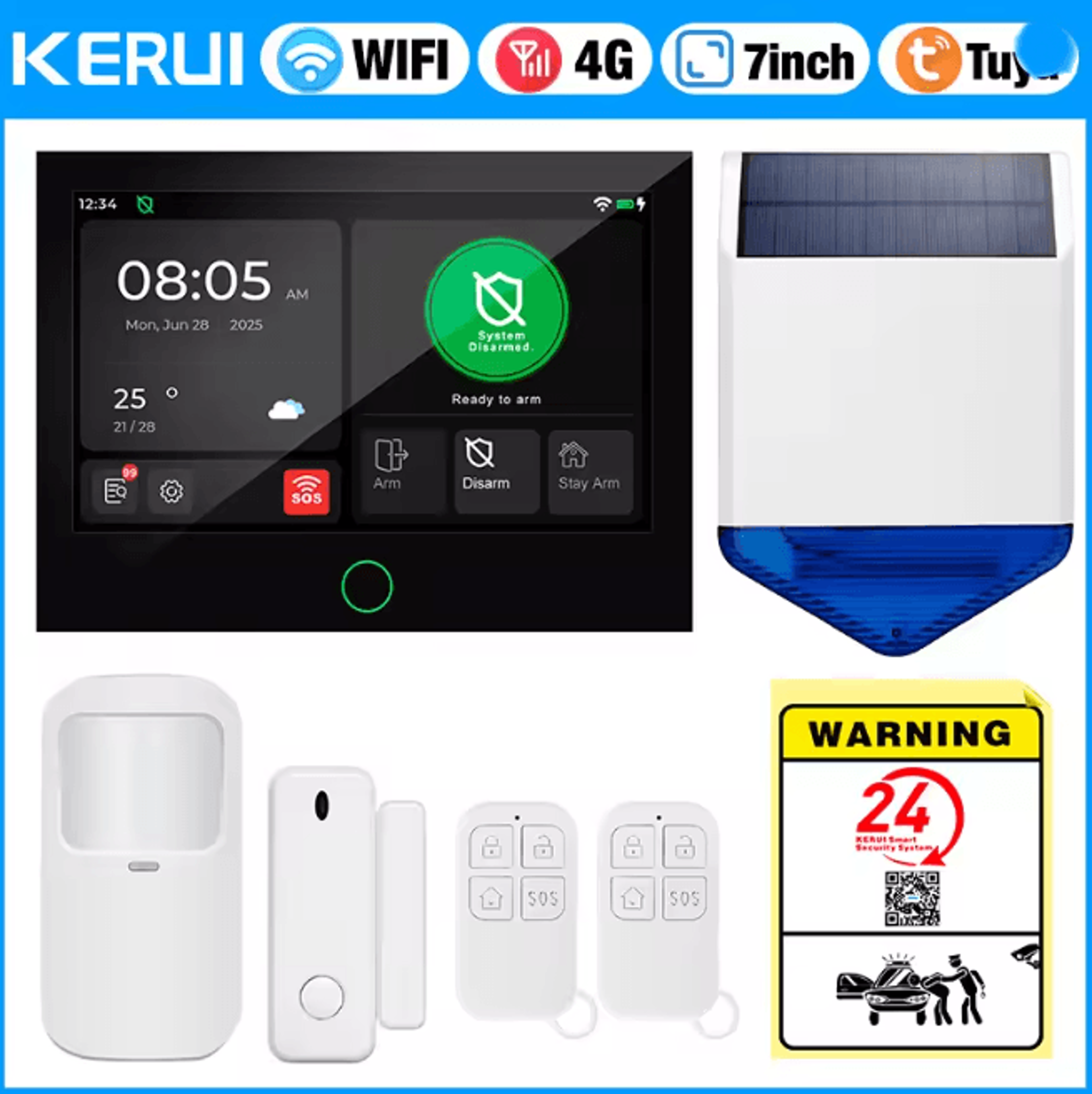 KERUI Smart Home Security Alarm System 4G WIFI With Touch Screen Panel 8