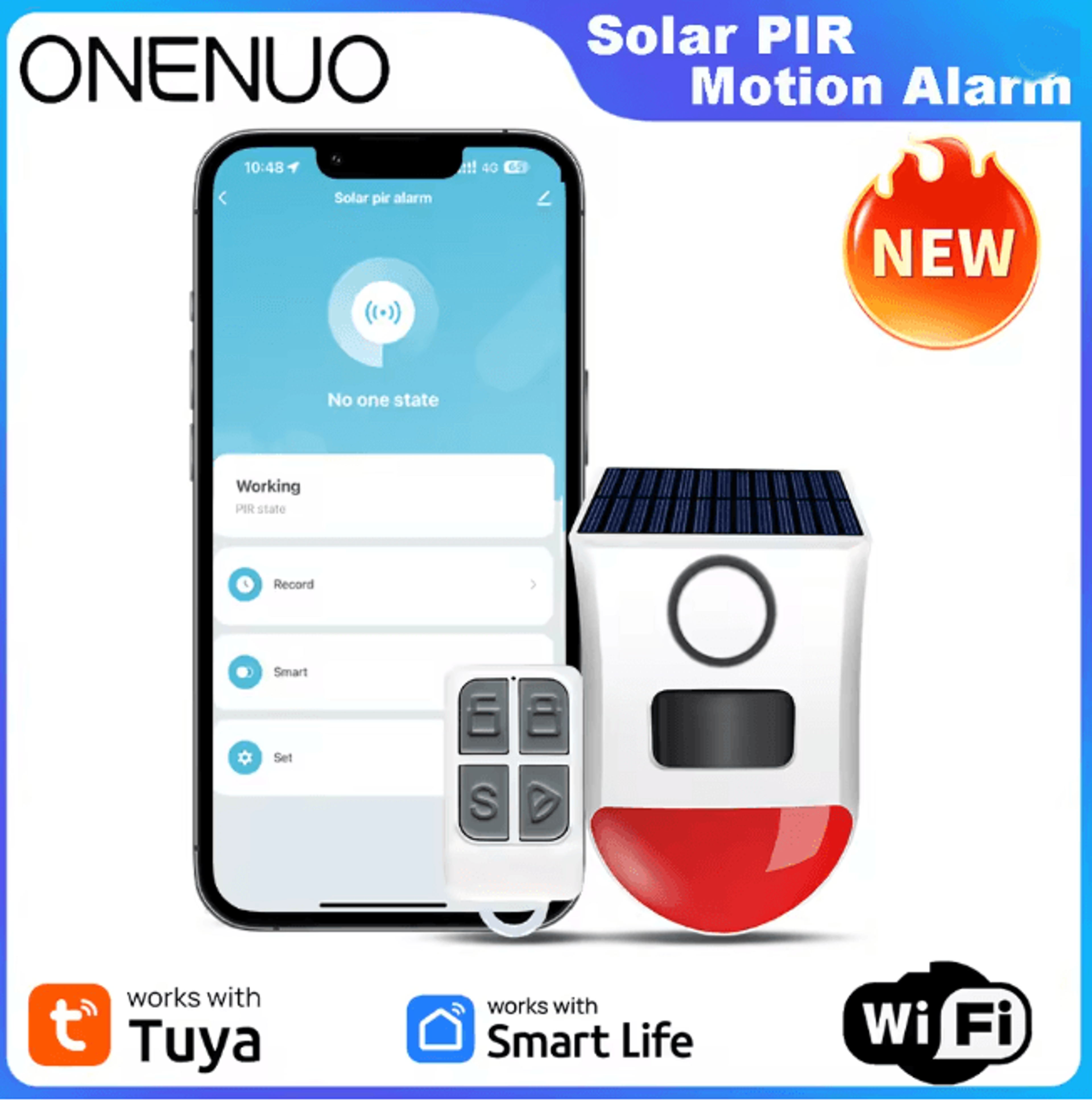 Solar Outdoor PIR Motion Alarm Siren WIFI Smart Security With App Control 4
