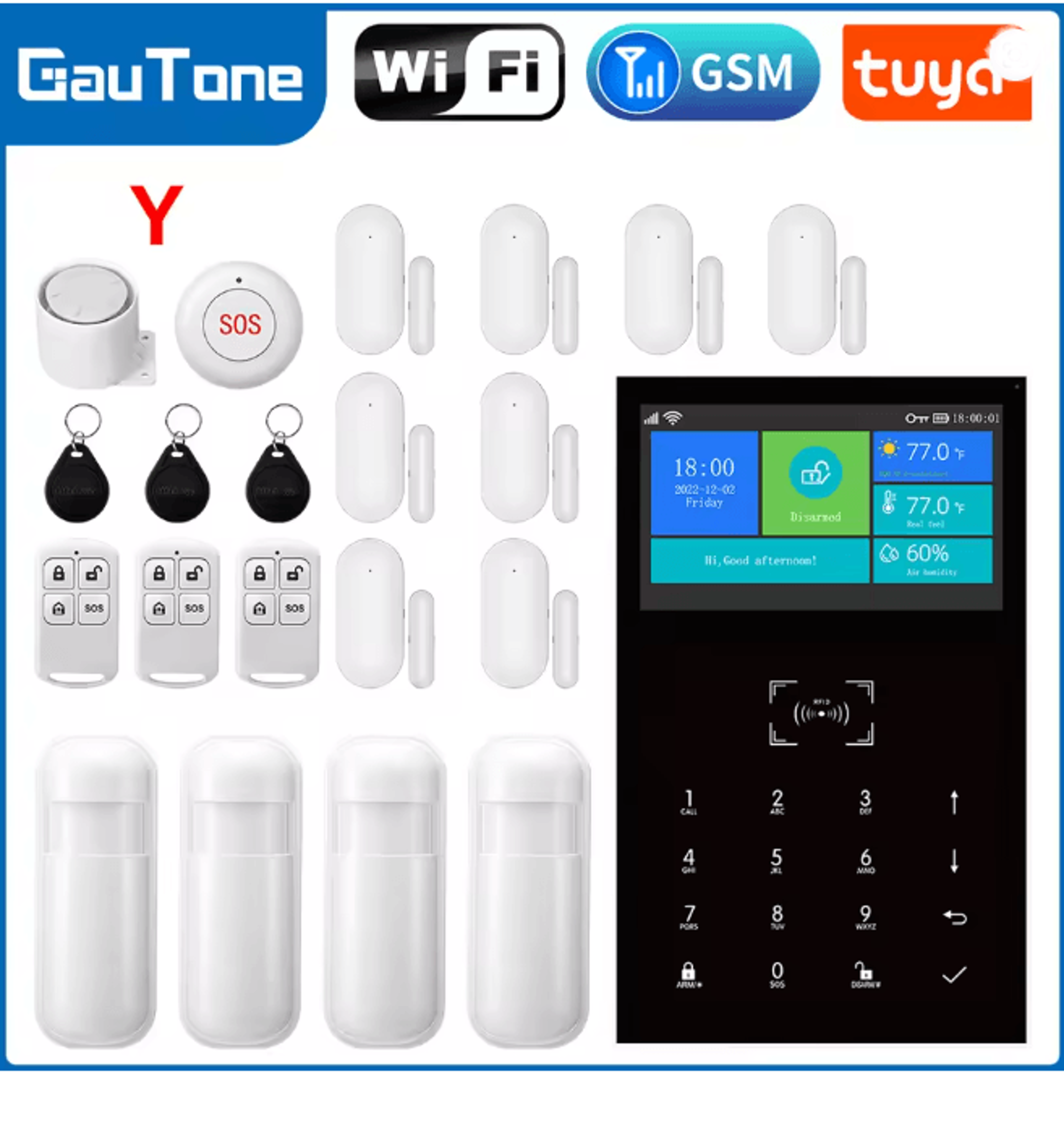 PG109 Smart Home Security Alarm System WIFI GSM With Touch Screen And App Control 7