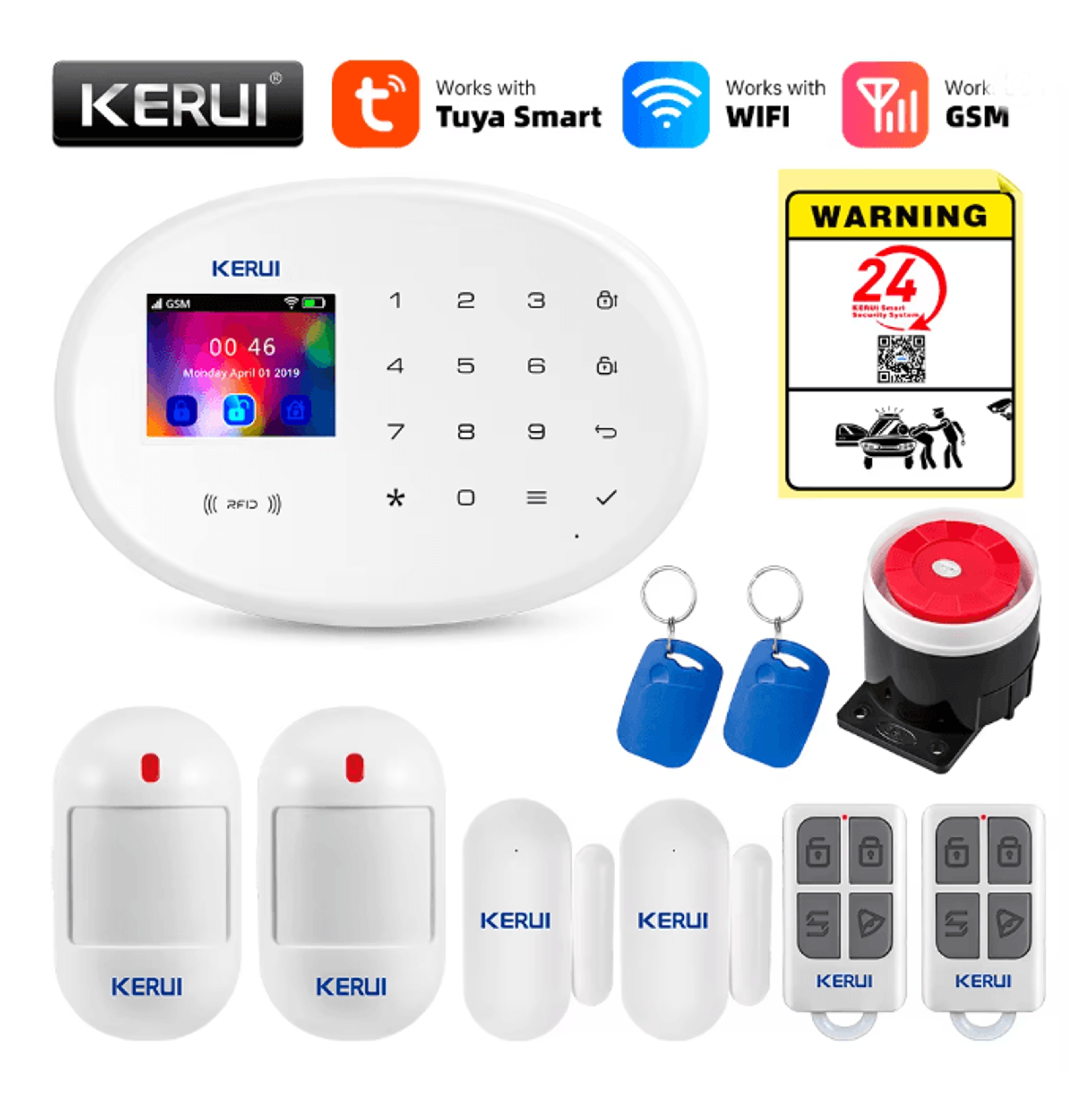KERUI Smart Home Alarm System Wireless WIFI GSM With Motion Sensors 0