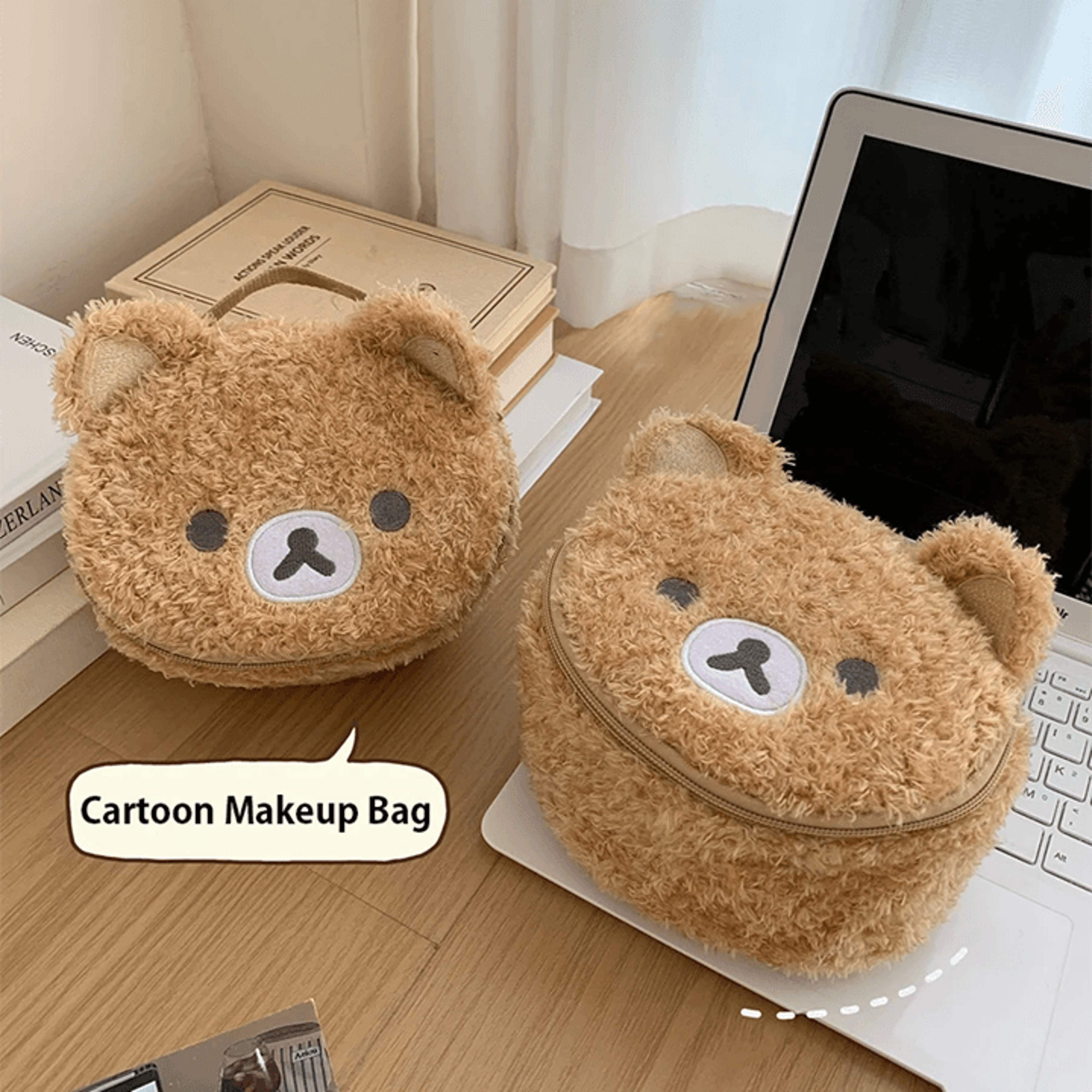 CozyBear Plush Makeup Case Cute Cosmetic Organizer Pouch 1