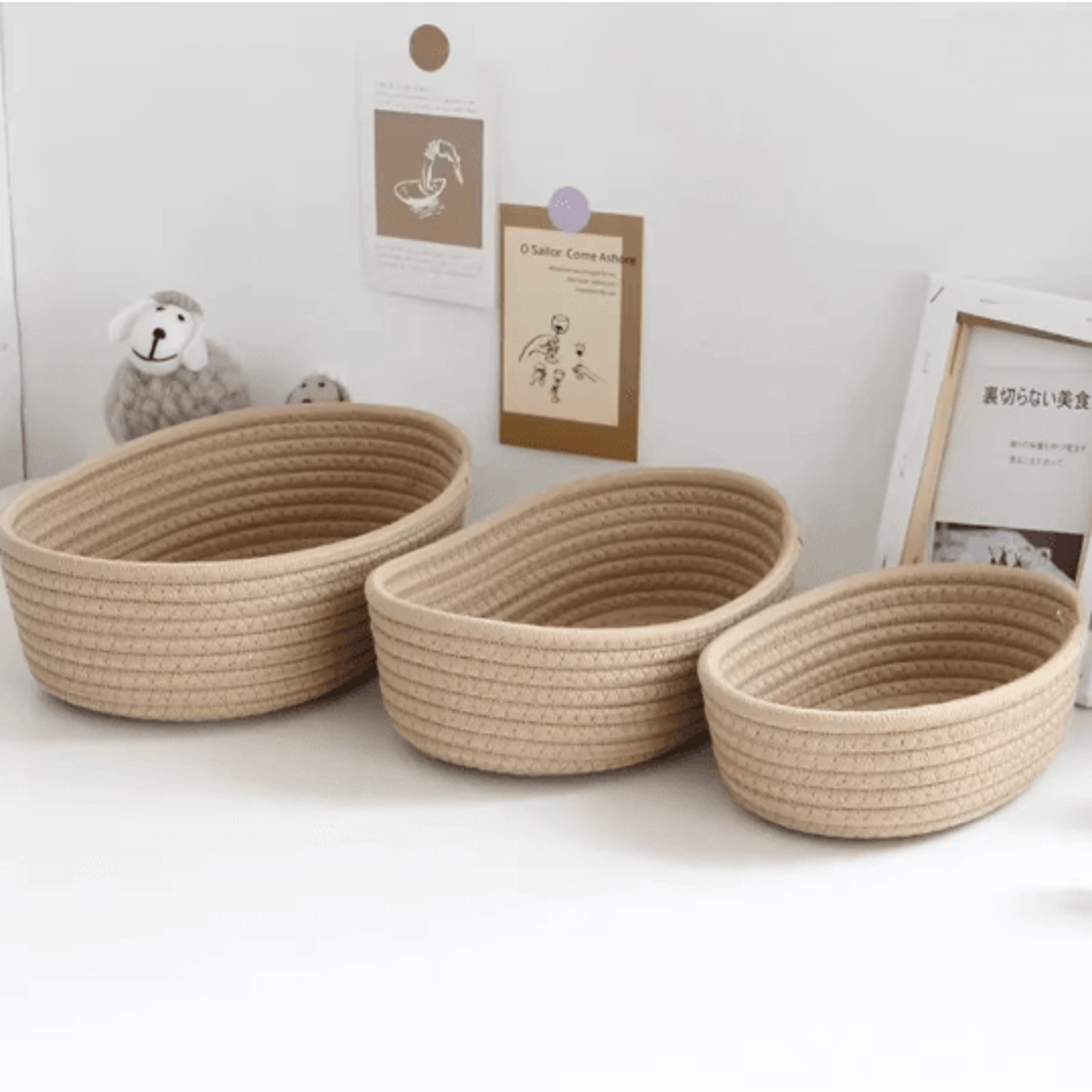 Nordic Cotton Rope Storage Basket Woven Desktop Organizer Box 2