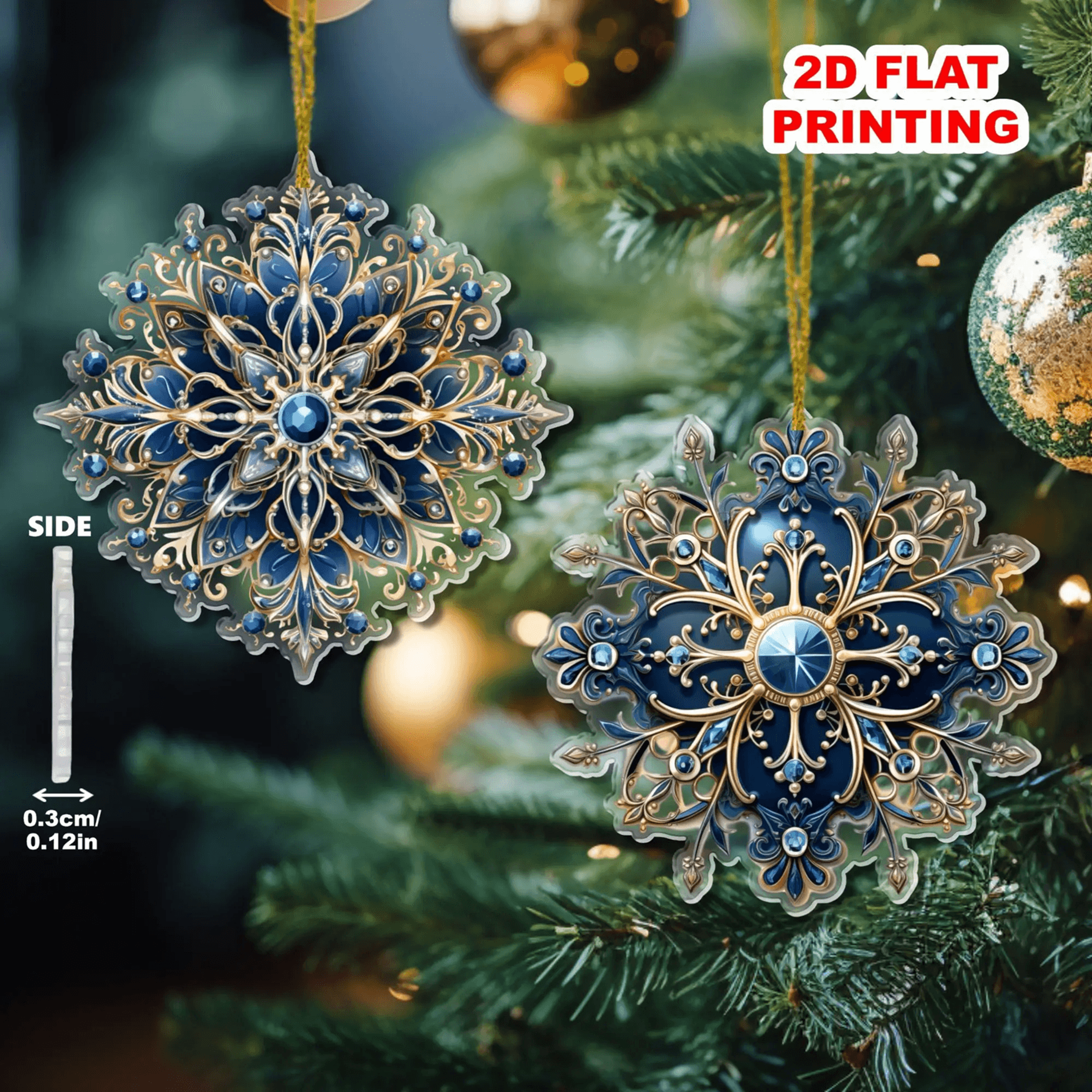 Christmas Snowflake Ornaments Acrylic Tree Hanging Decoration Set 6 Pieces 3