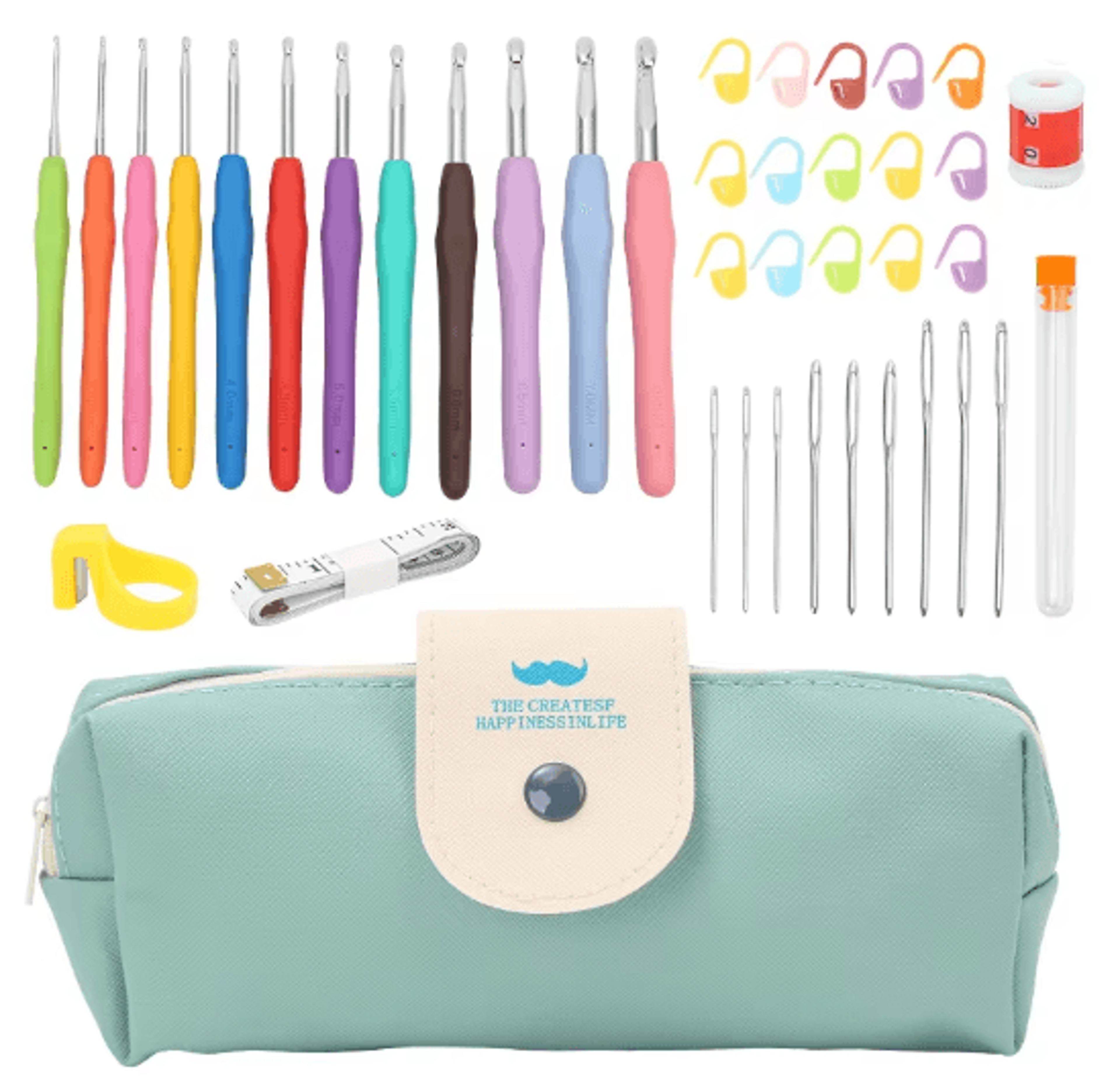 Ergonomic Crochet Hook Set Extra Long Knitting Needles Kit For Beginners 0