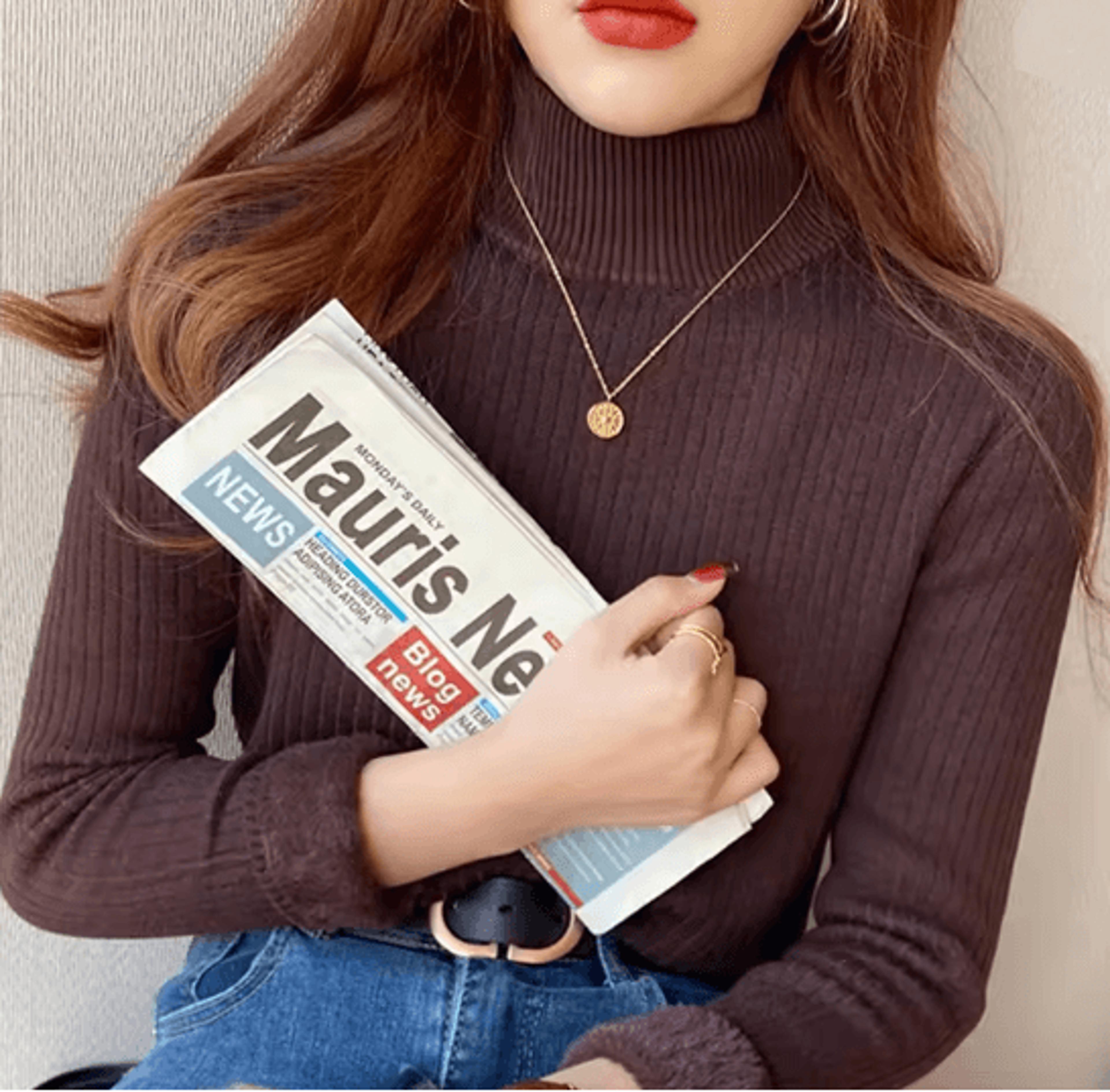 Womens Turtleneck Sweater Velvet Lined Thermal Knit Winter Top 1