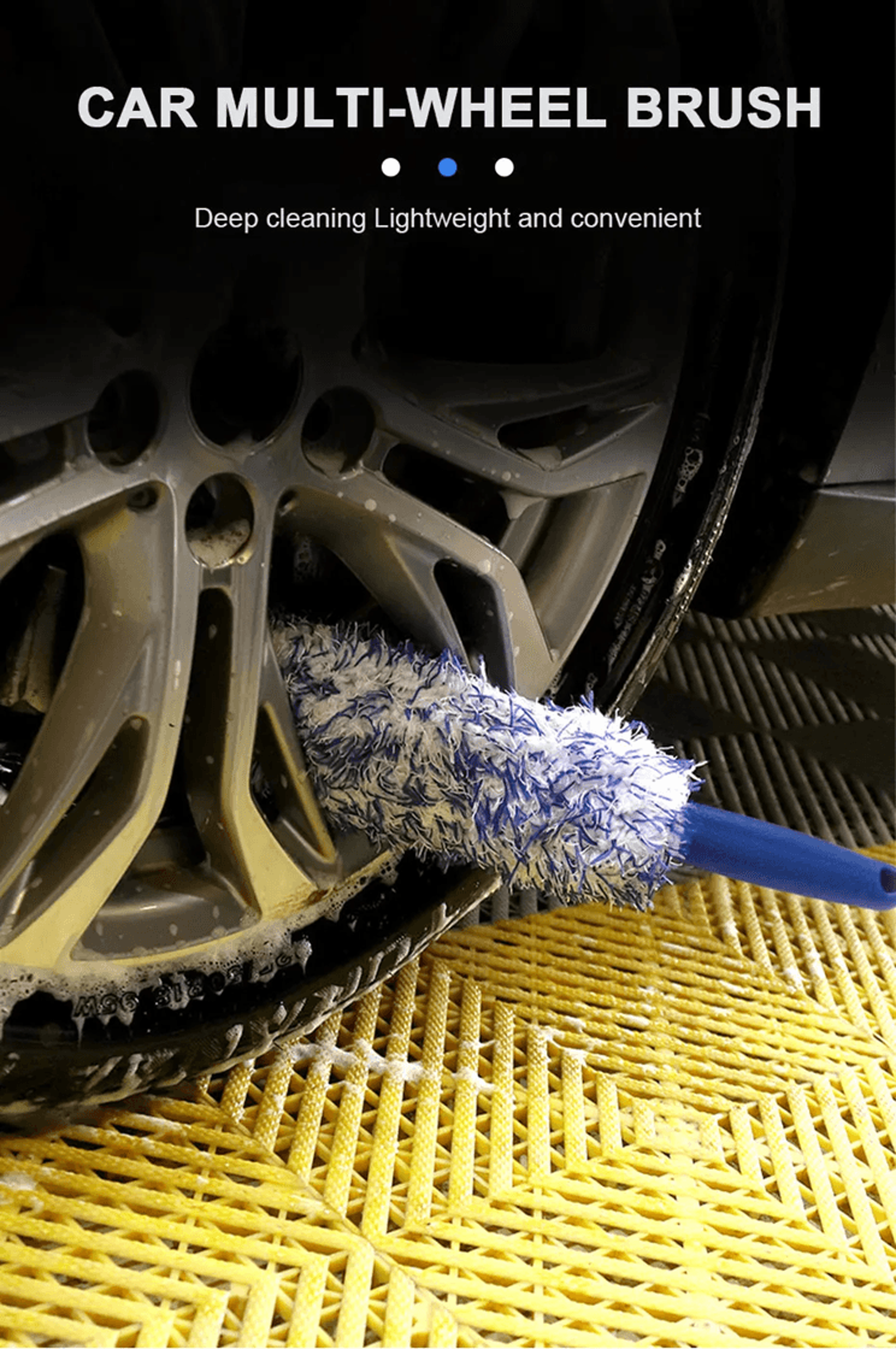 seametal plush car wheel rim cleaning brush for deep tire detailing
