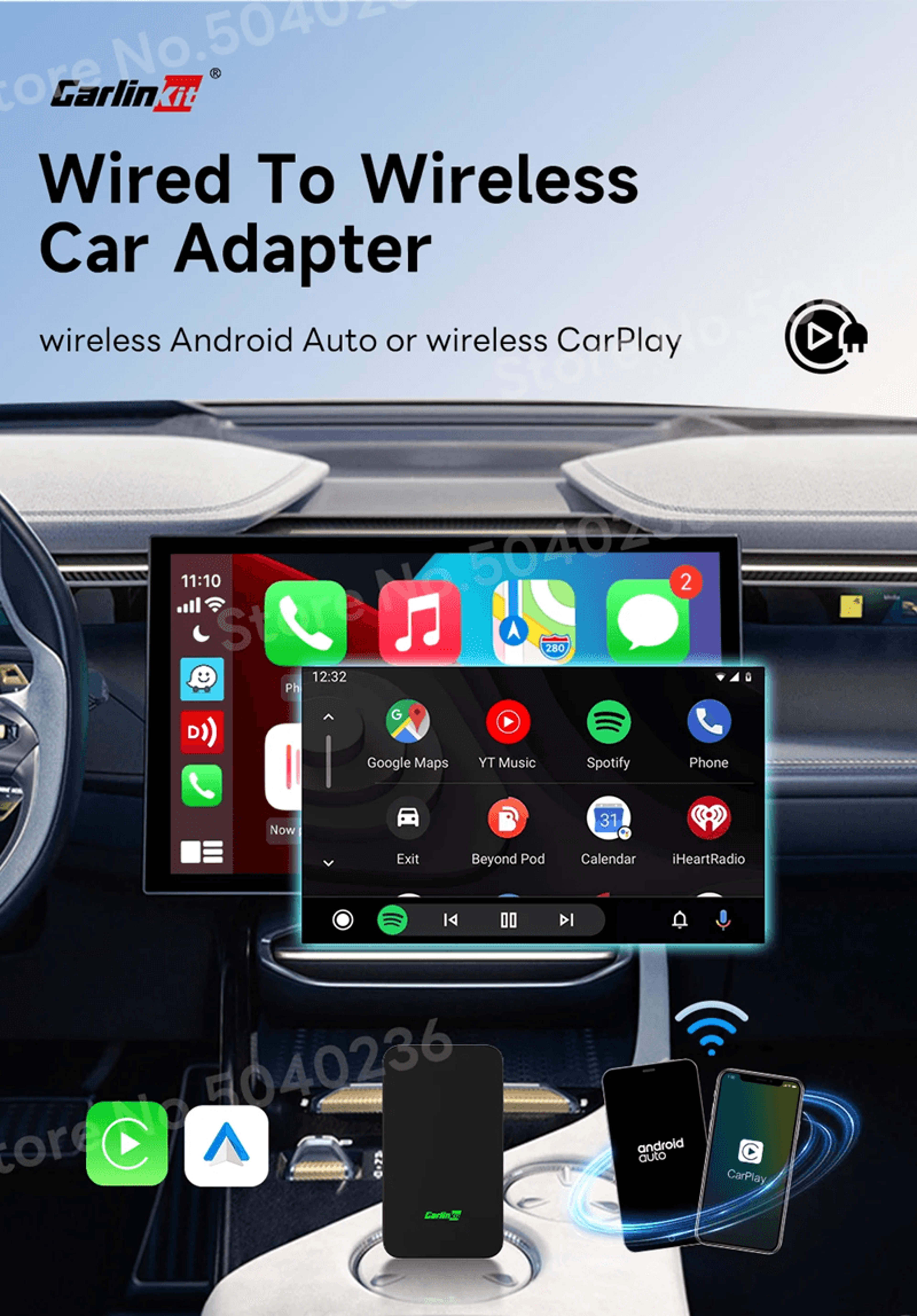 carlinkit 5.0 wireless carplay and android auto adapter with dual band wifi