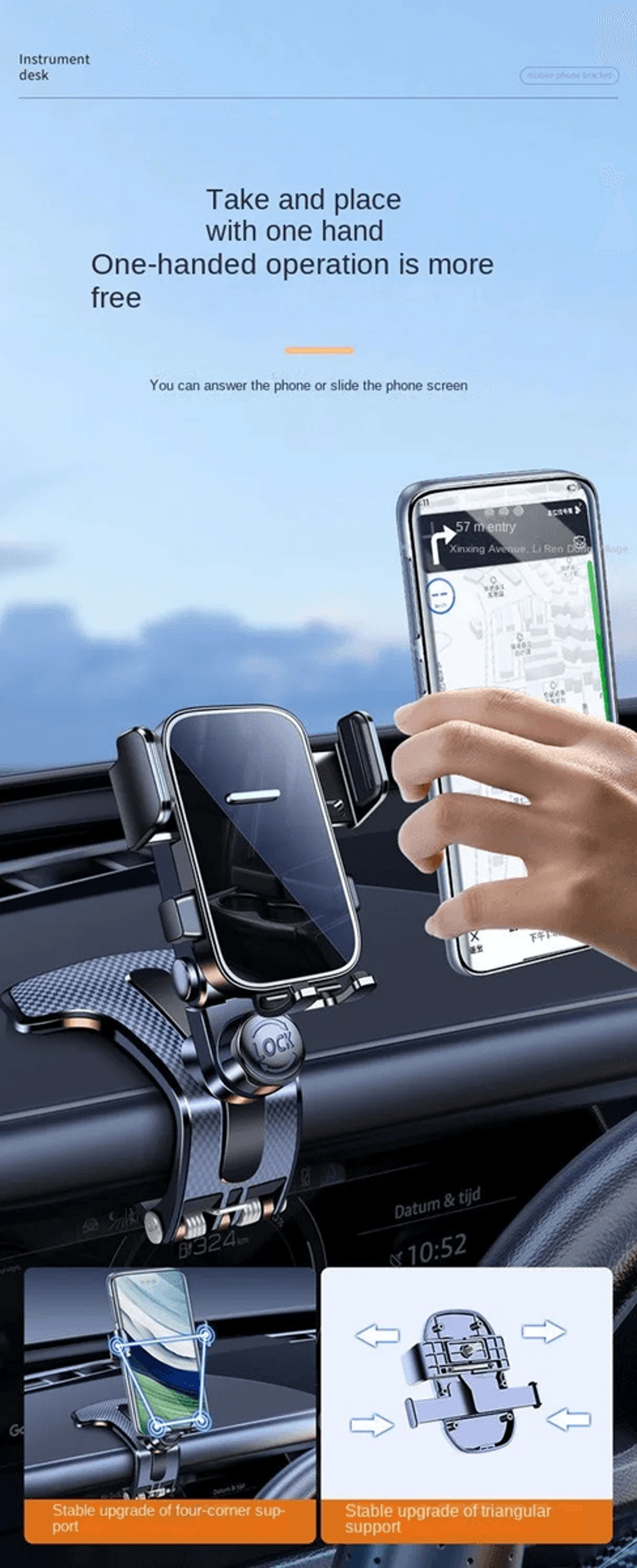 Universal Dashboard Car Phone Holder For Central Console Navigation 1