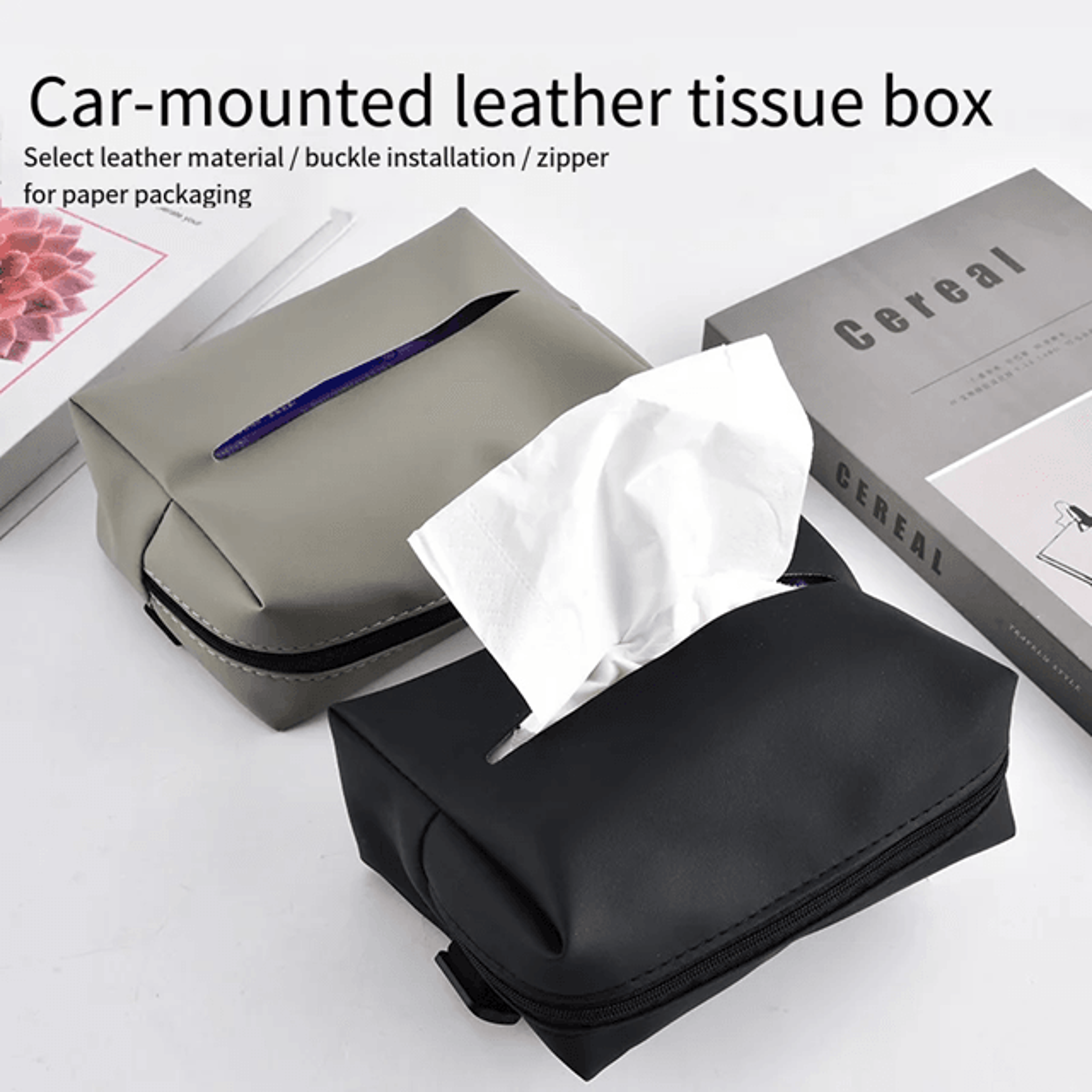 Minimalist Car Tissue Box Organizer For Armrest And Rear Seat 1