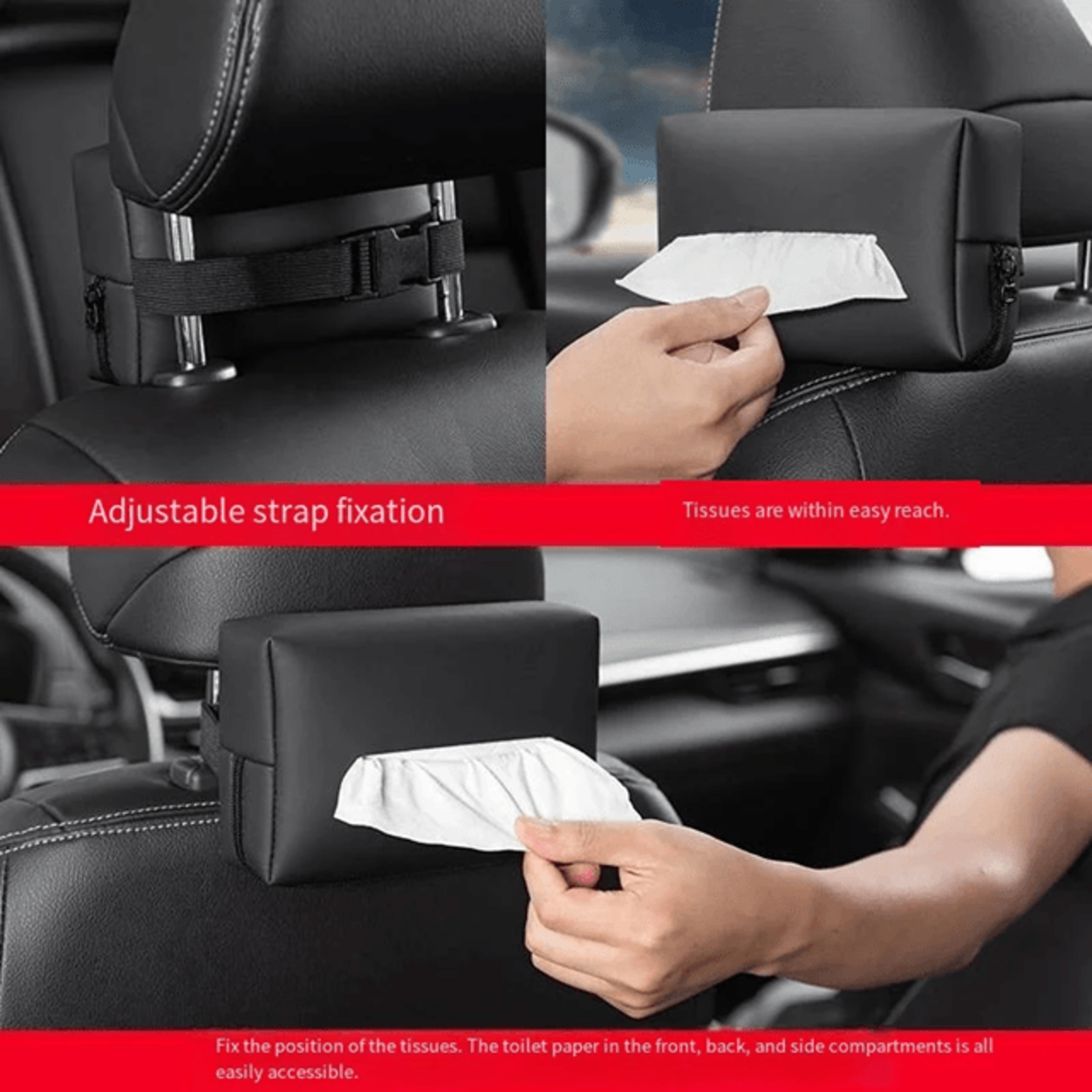 Minimalist Car Tissue Box Organizer For Armrest And Rear Seat 2