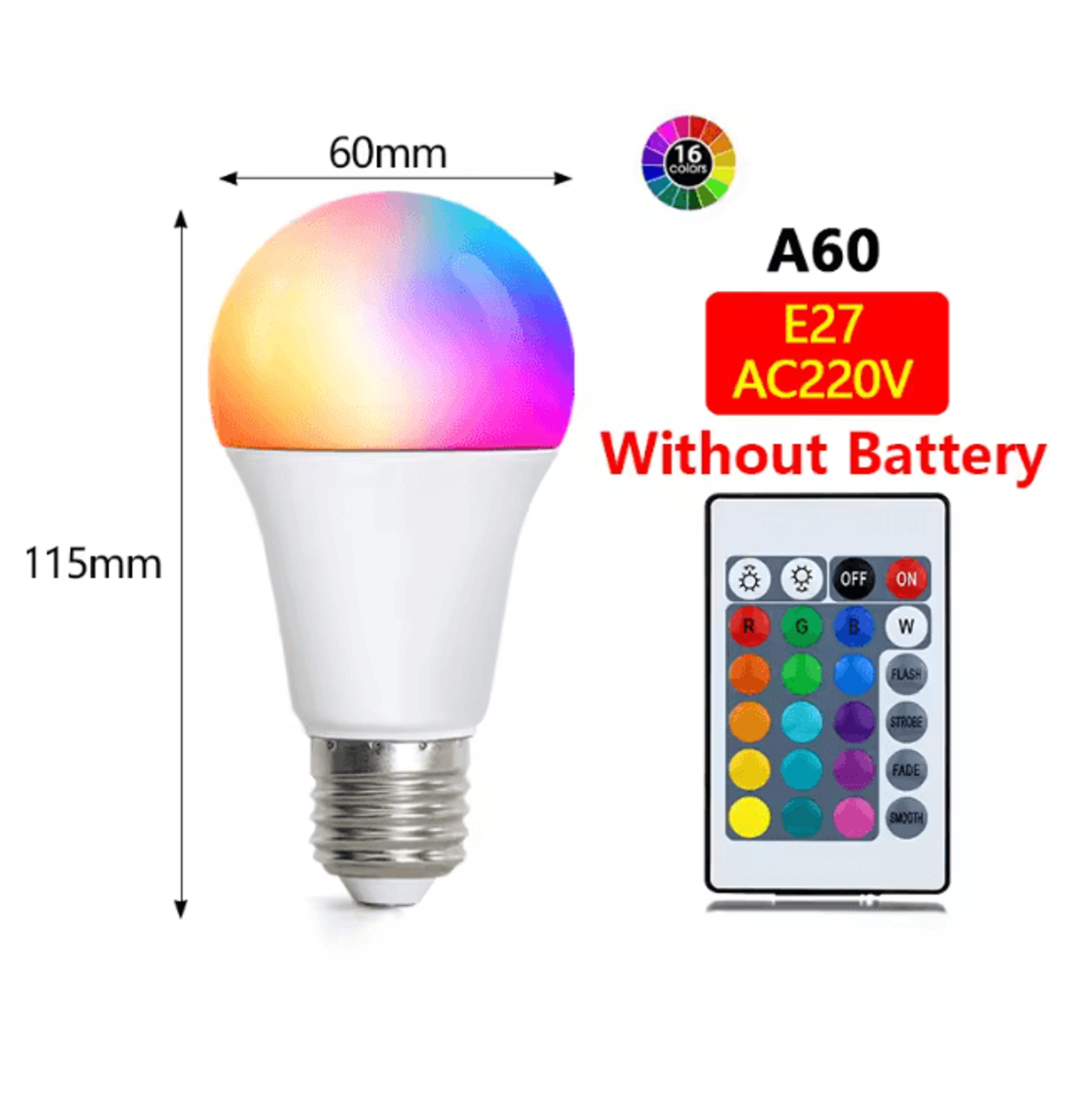 ColorAura RGB LED Light Bulb 16 Color Dimmable E27 Smart Bulb With Remote 4