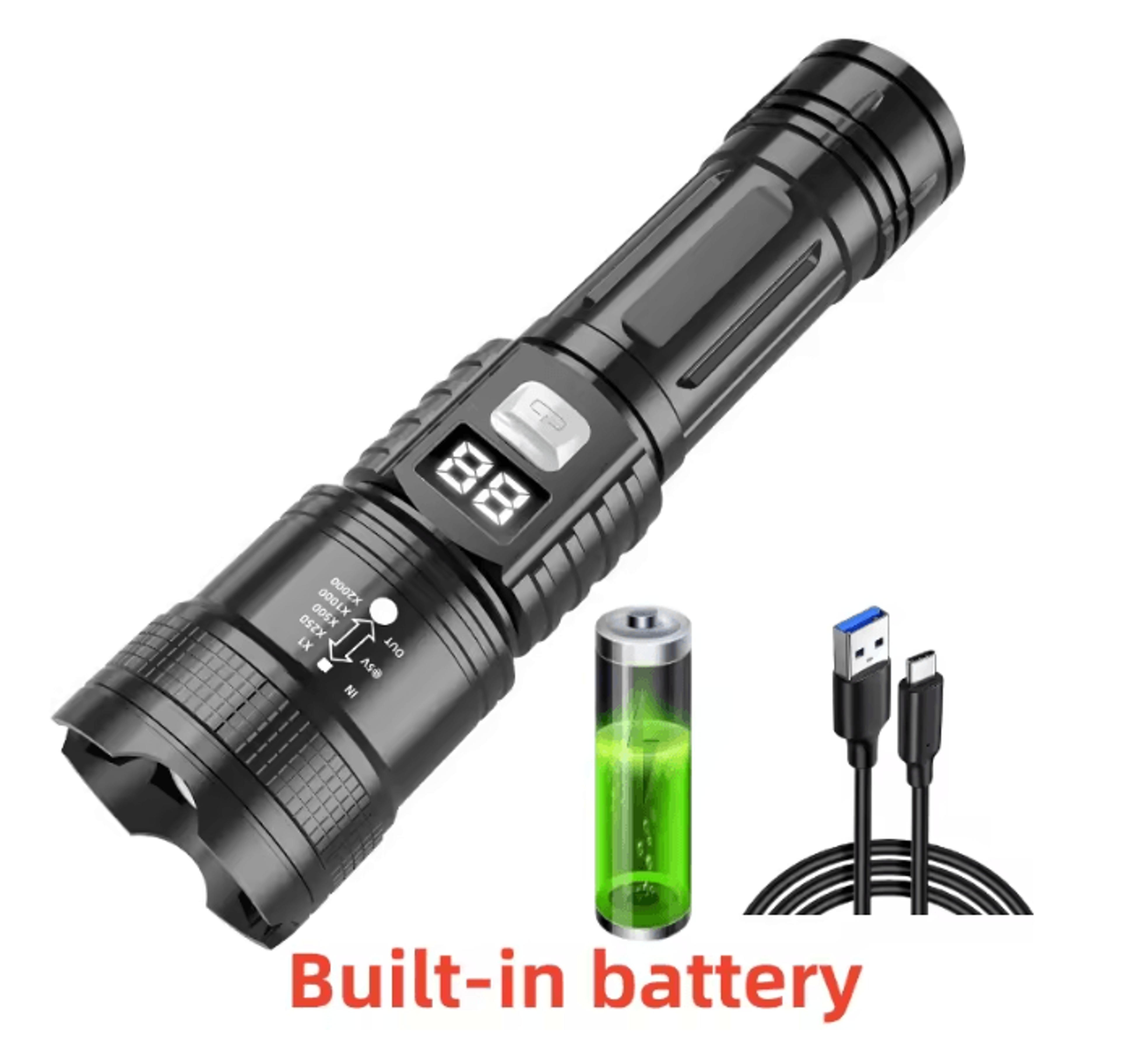 High Power LED Flashlight USB Rechargeable Emergency Torch For Camping And Outdoor Use 4