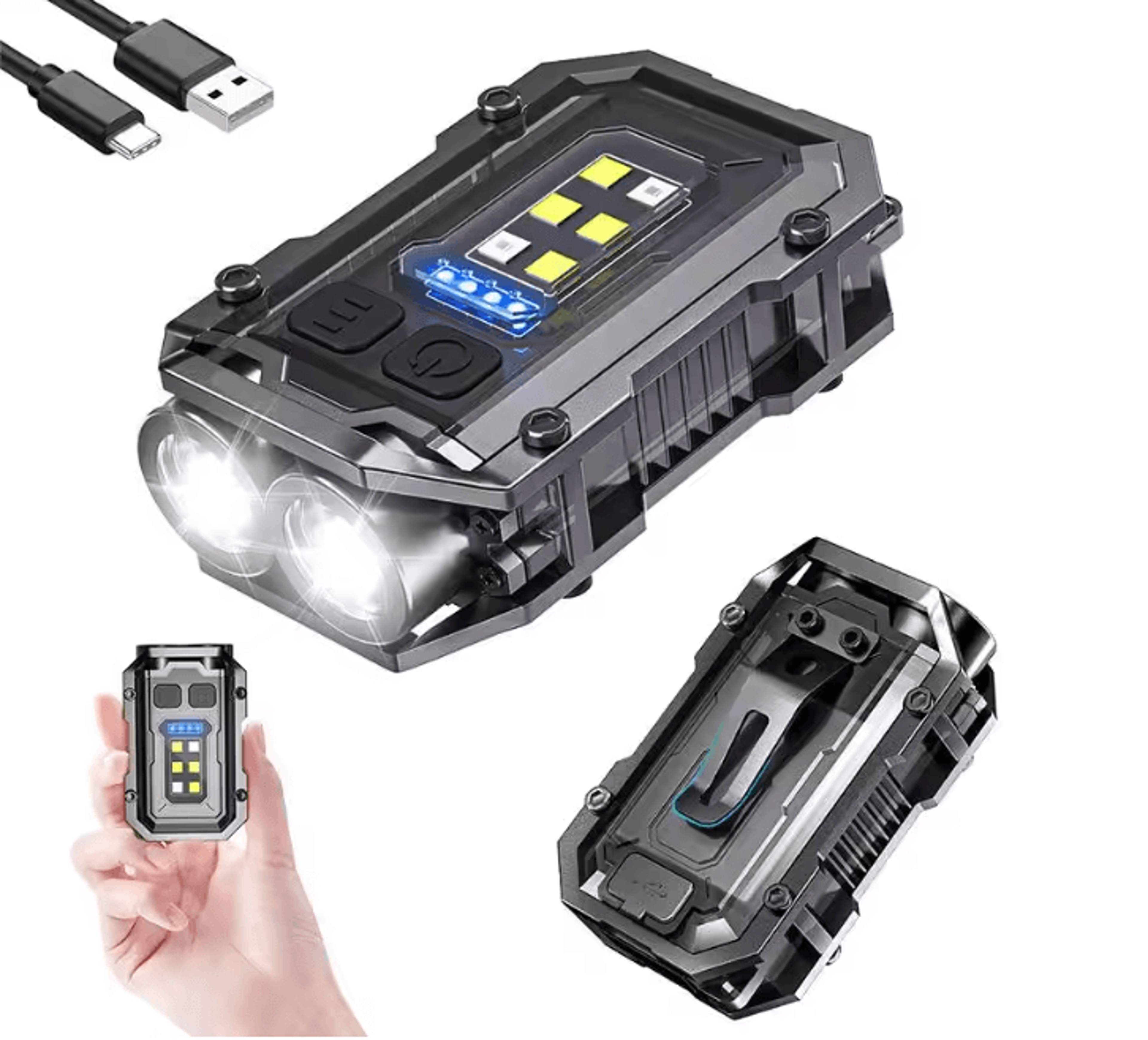 Pocket COB LED Keychain Flashlight Rechargeable Magnetic Mini Torch Light 0