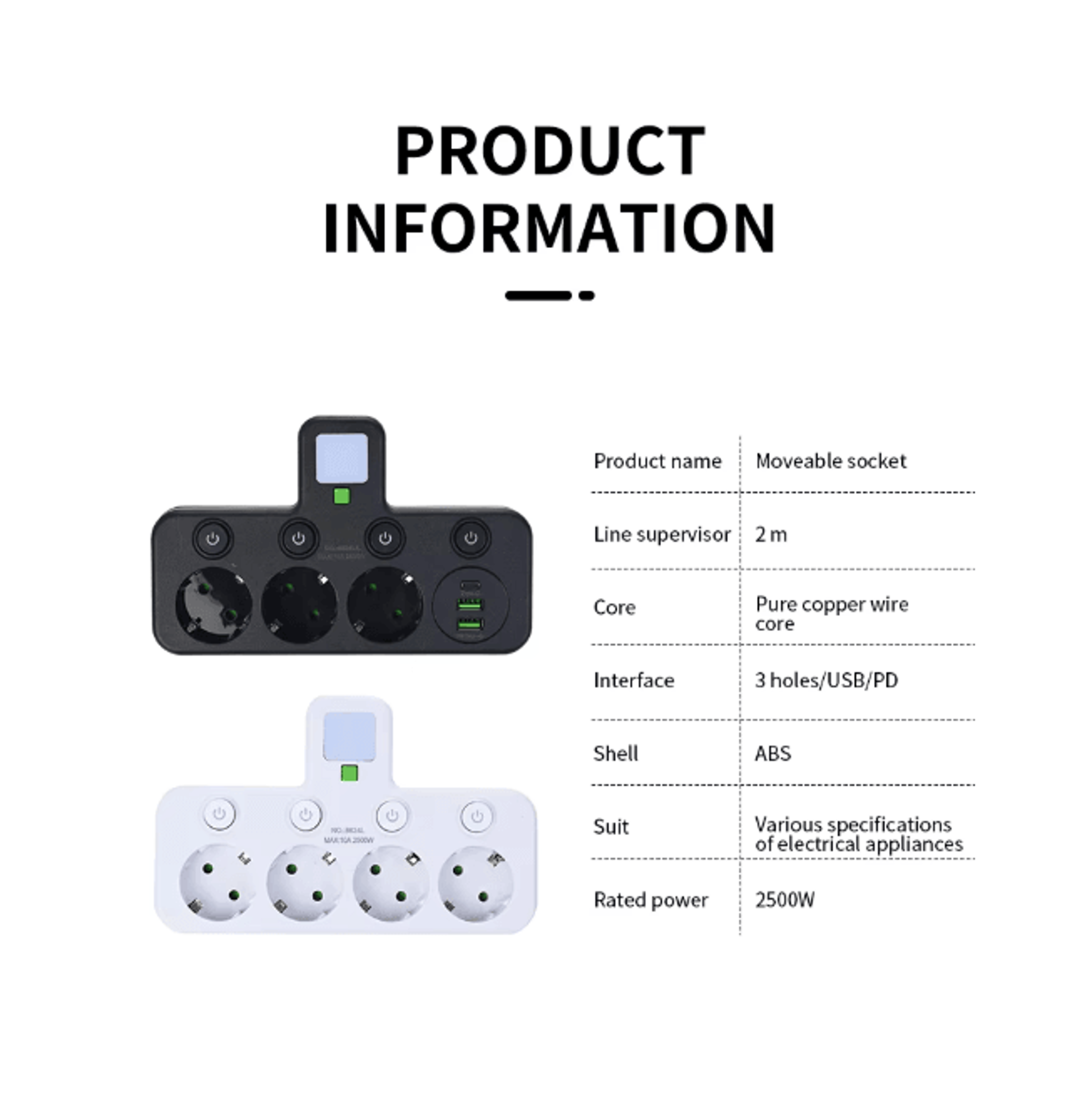 EU Multi Socket Wall Plug Adapter Four Way Power Socket Space Saving Design 1
