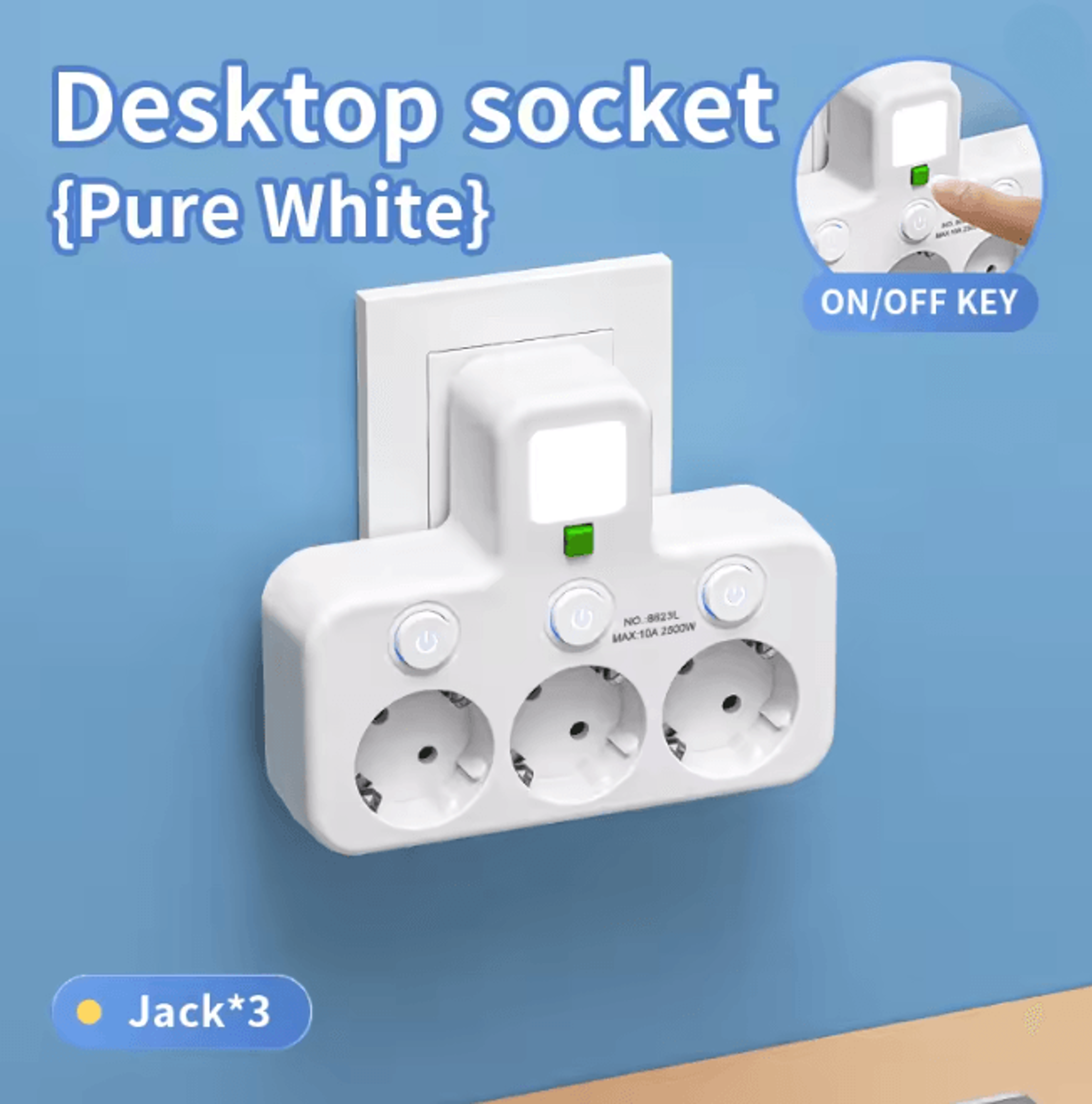 EU Power Strip Wall Socket With USB Charger Independent Switch Adapter 3
