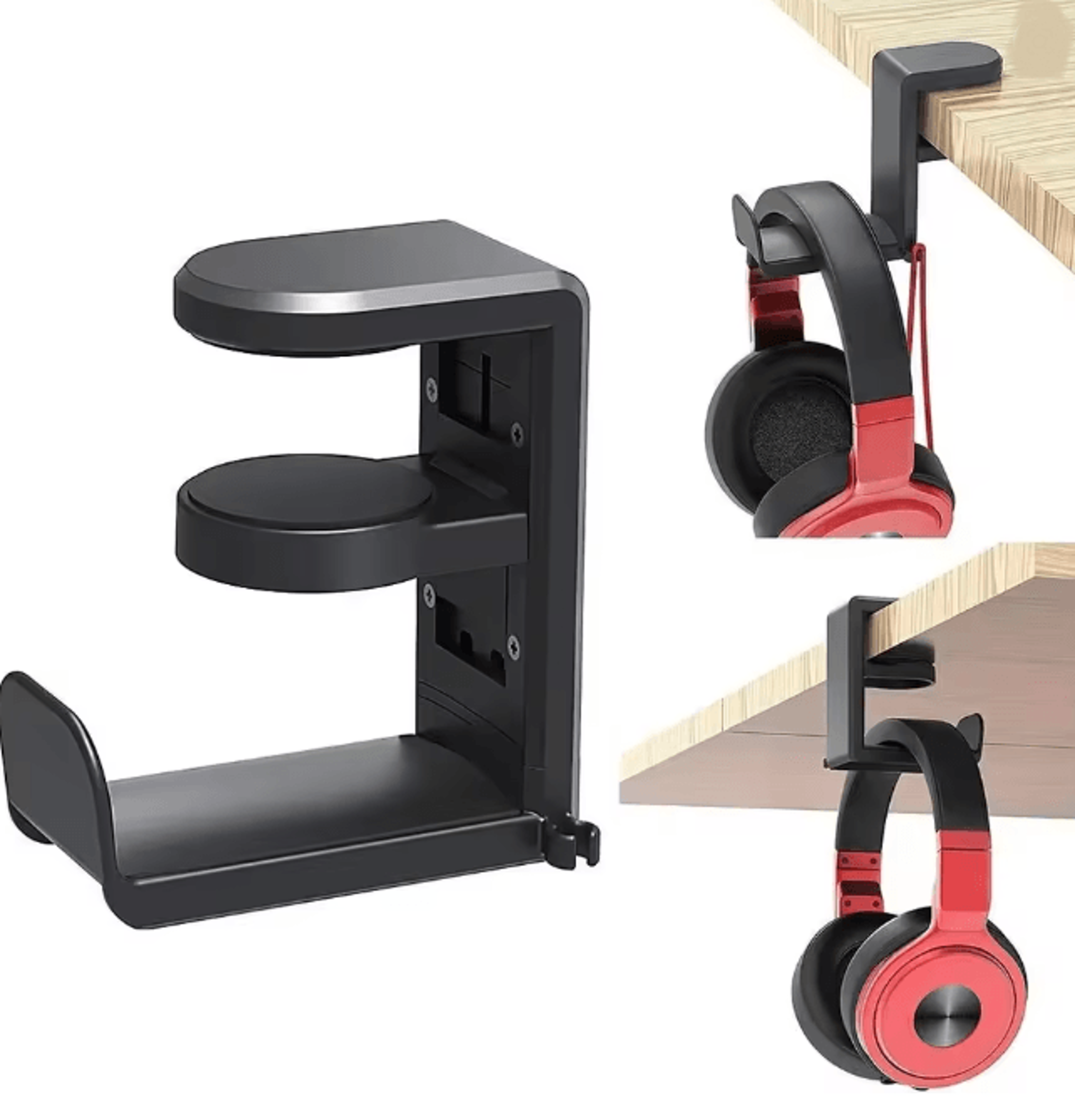 VIKEFON Desk Clip Headphone Holder 360 Degree Rotating No Punch Organizer 5