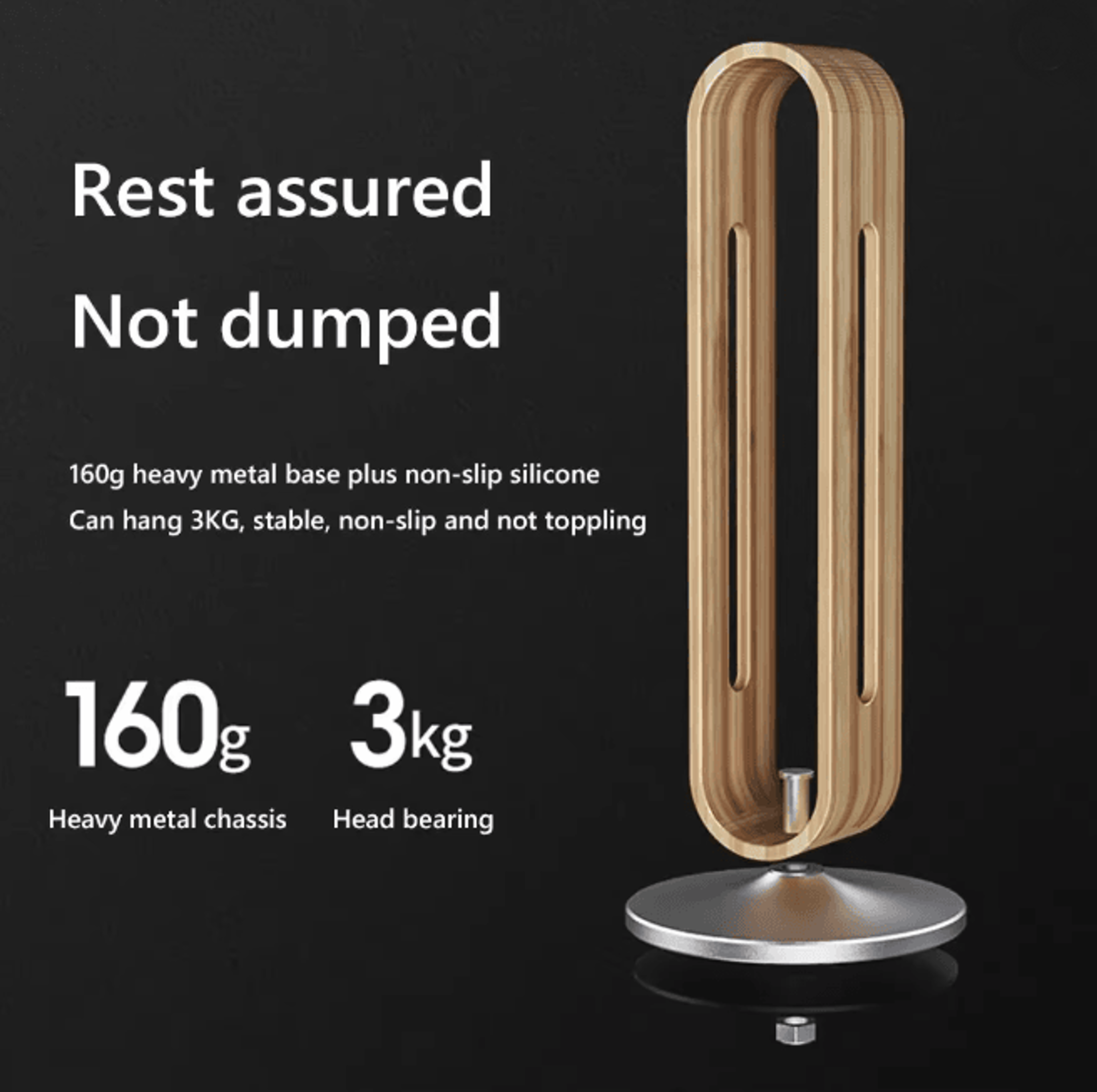 Bamboo Wood Aluminum Headphone Stand Gaming Headset Display Holder 1