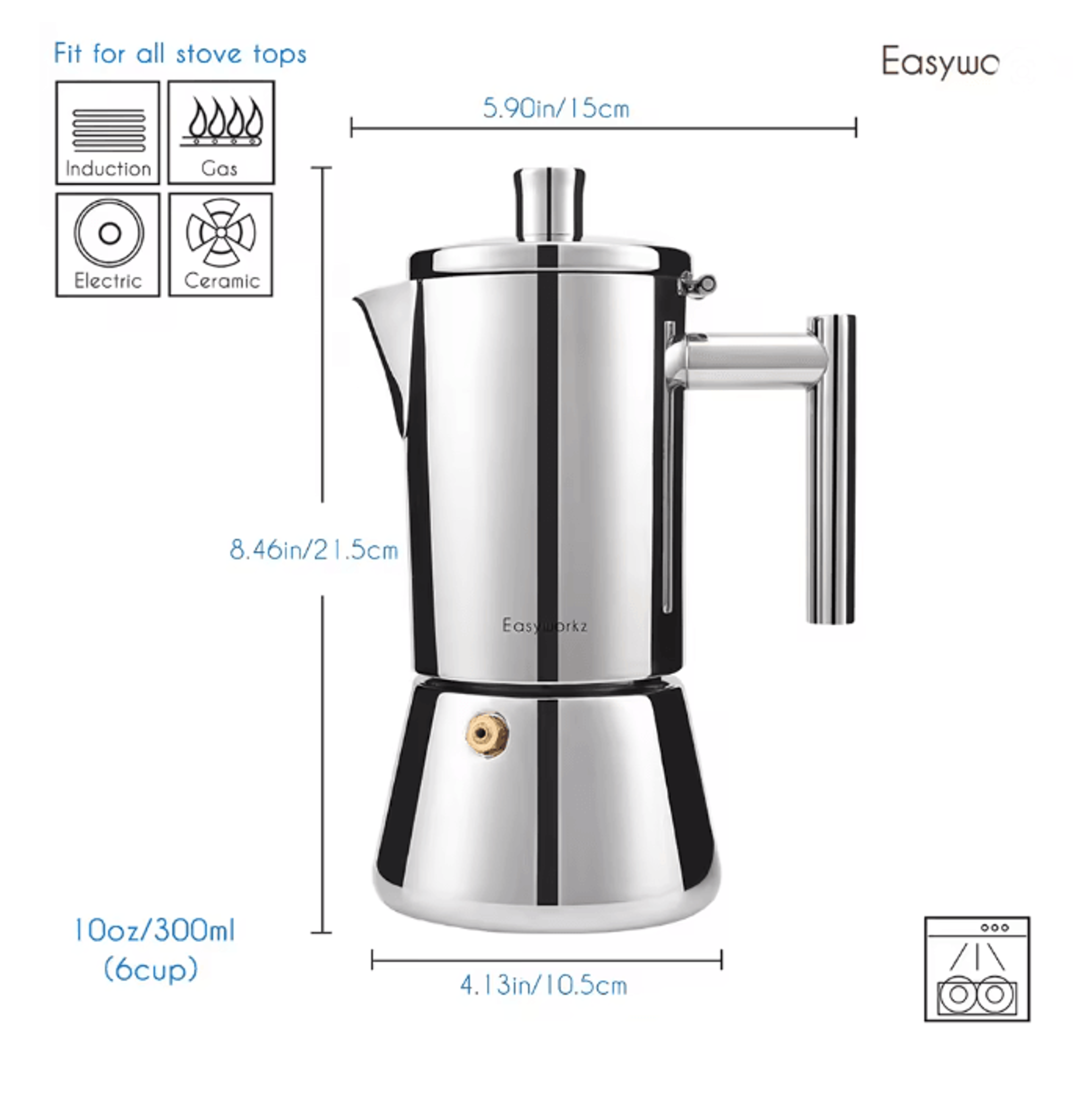 Stainless Steel Stovetop Espresso Maker Italian Moka Pot For Induction 1