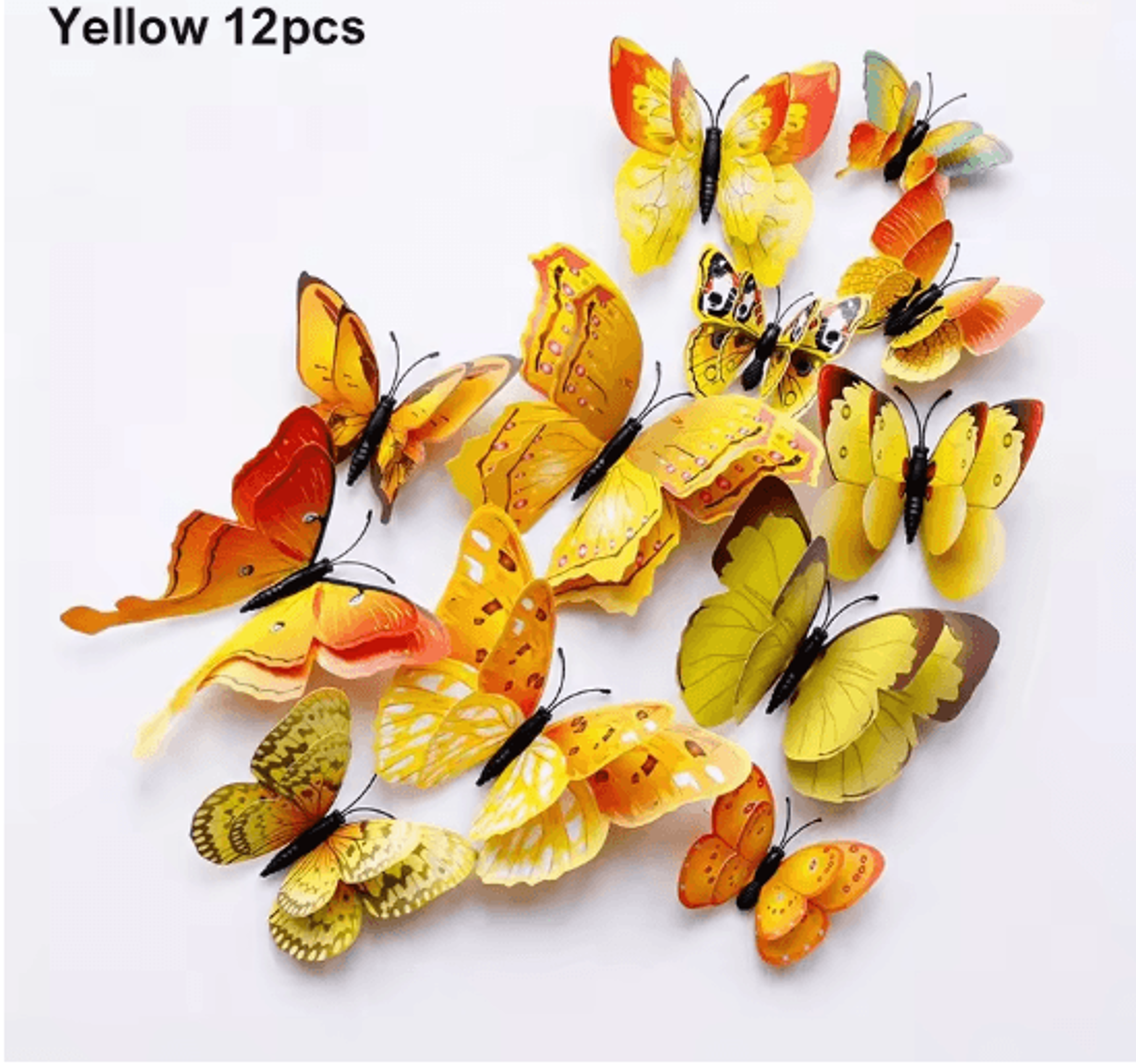 12PCS 3D Butterfly Wall Stickers Double Layer Decorative Wall Art Set 7