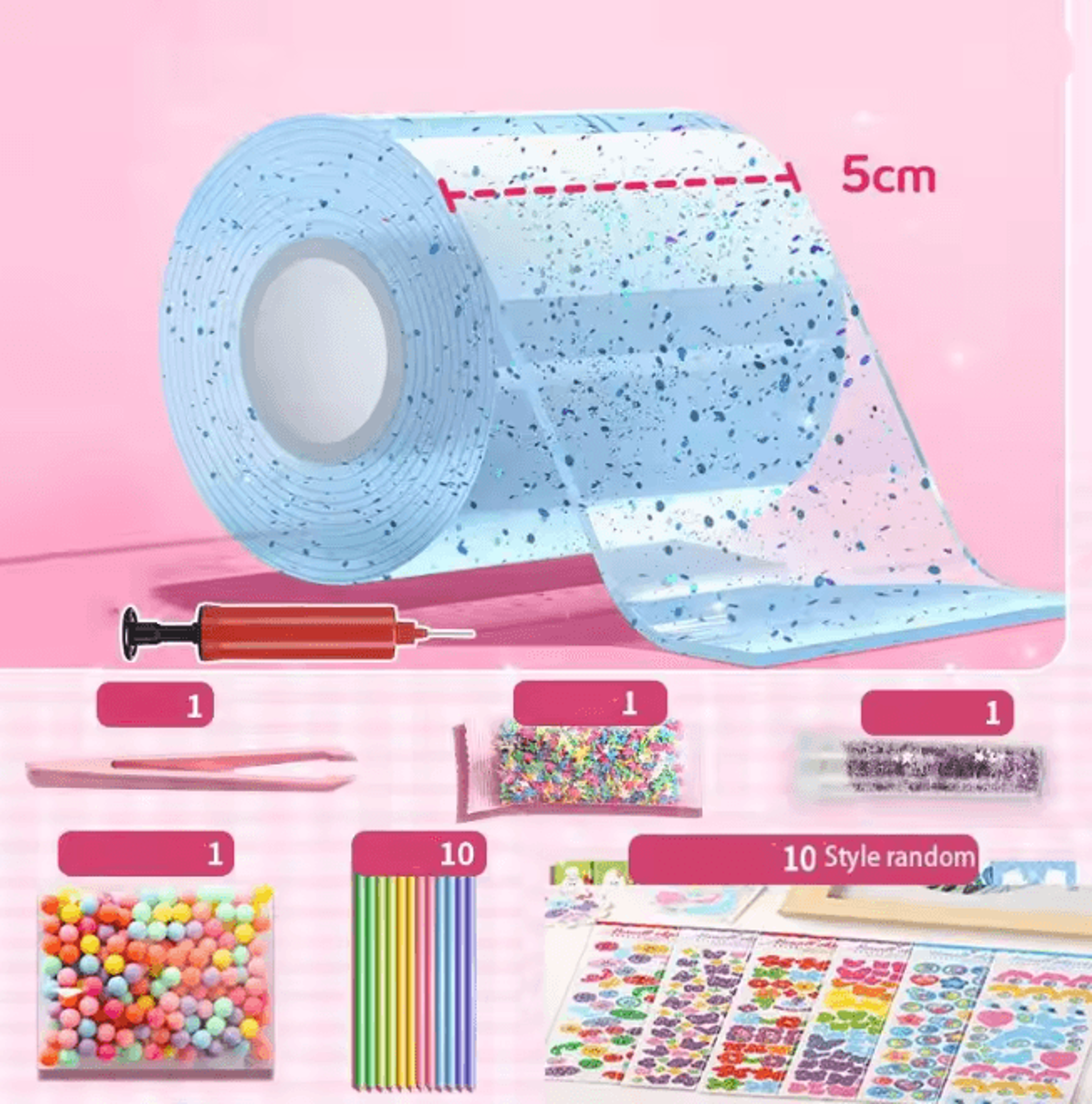 Nano Bubble Tape Stress Relief Toy Reusable Double Sided Nano Glue Set 9
