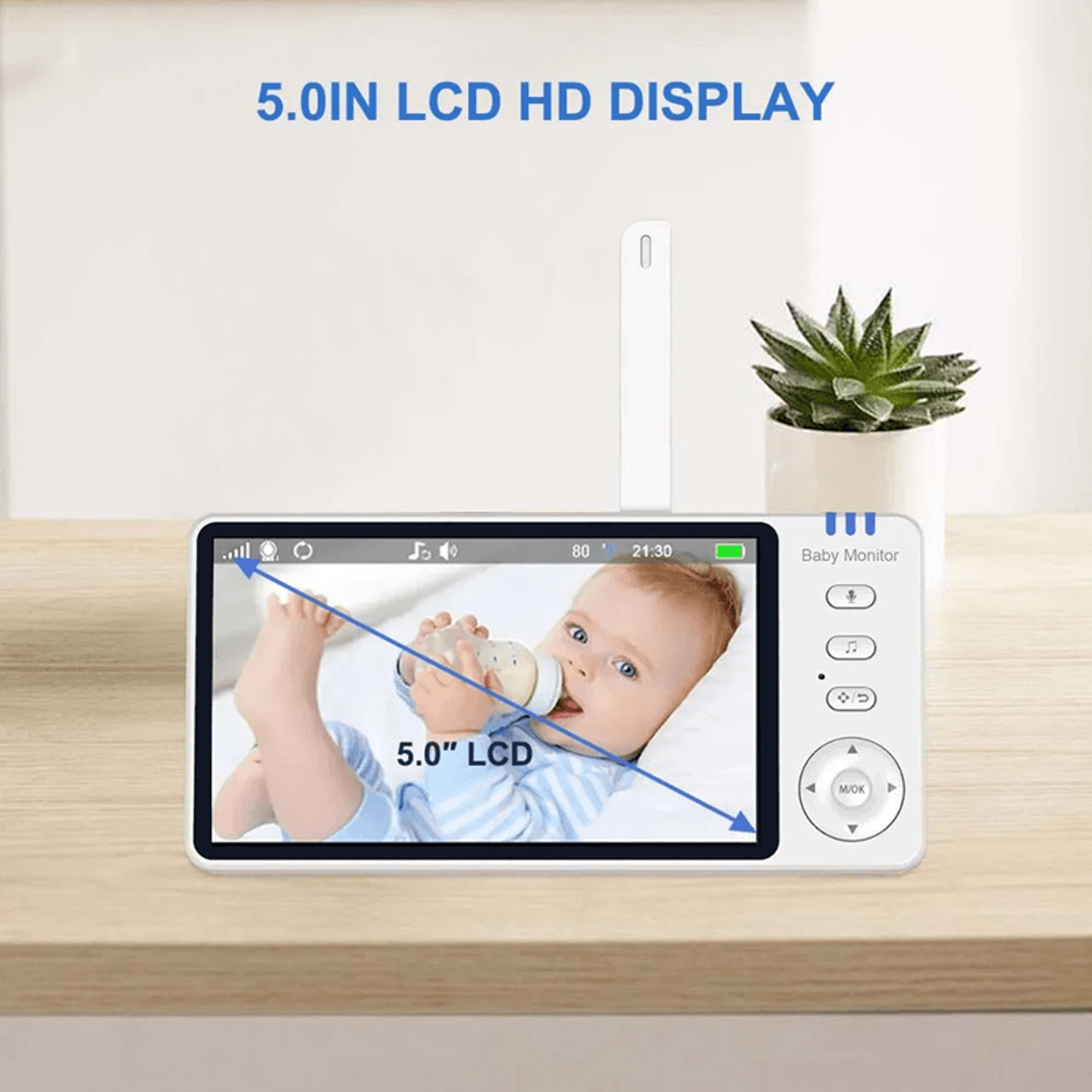 5 Inch Video Baby Monitor With Camera And Temperature Sensor 2