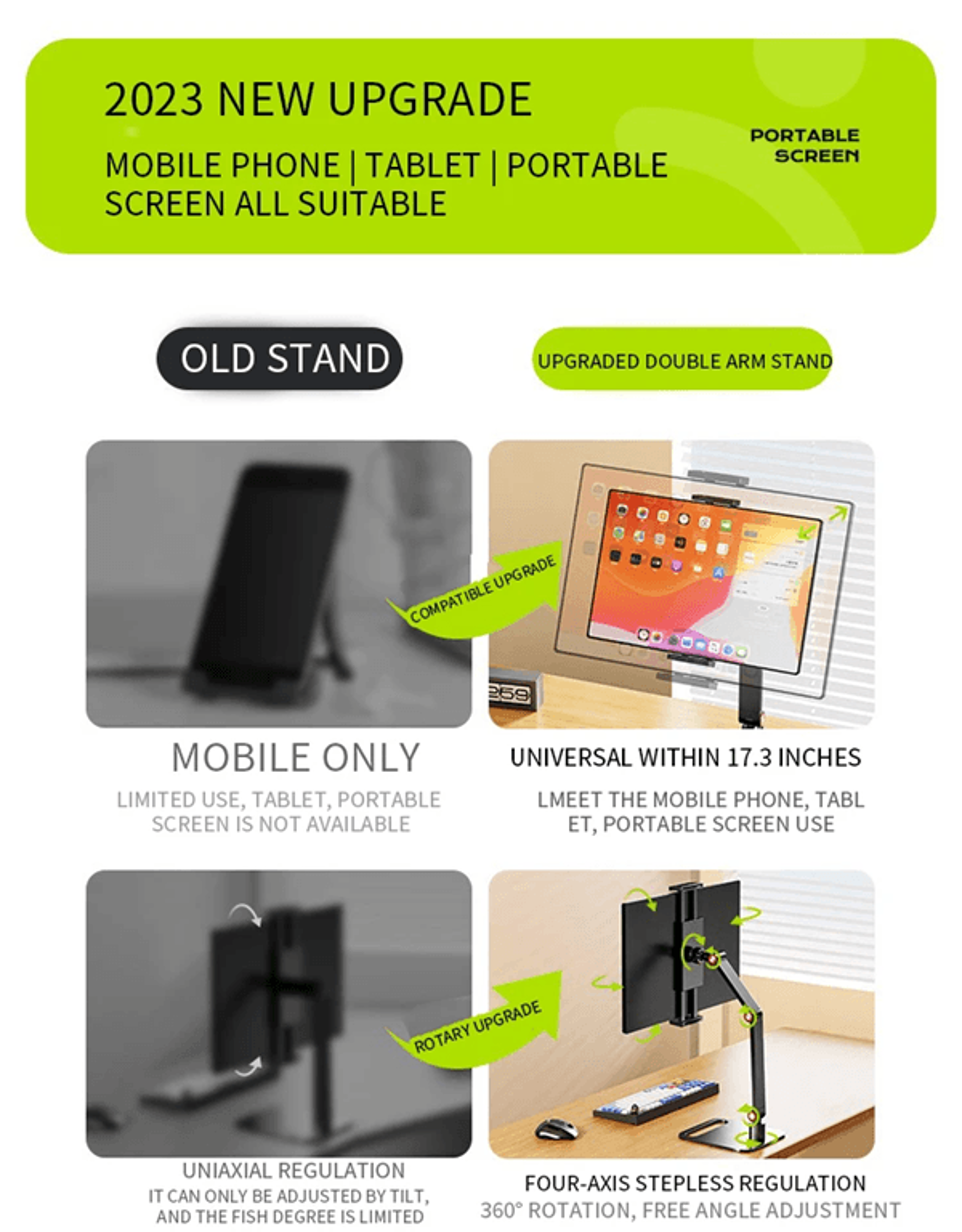 Adjustable Portable Monitor Stand With 360 Swivel VESA Mount And Desktop Clamp 1