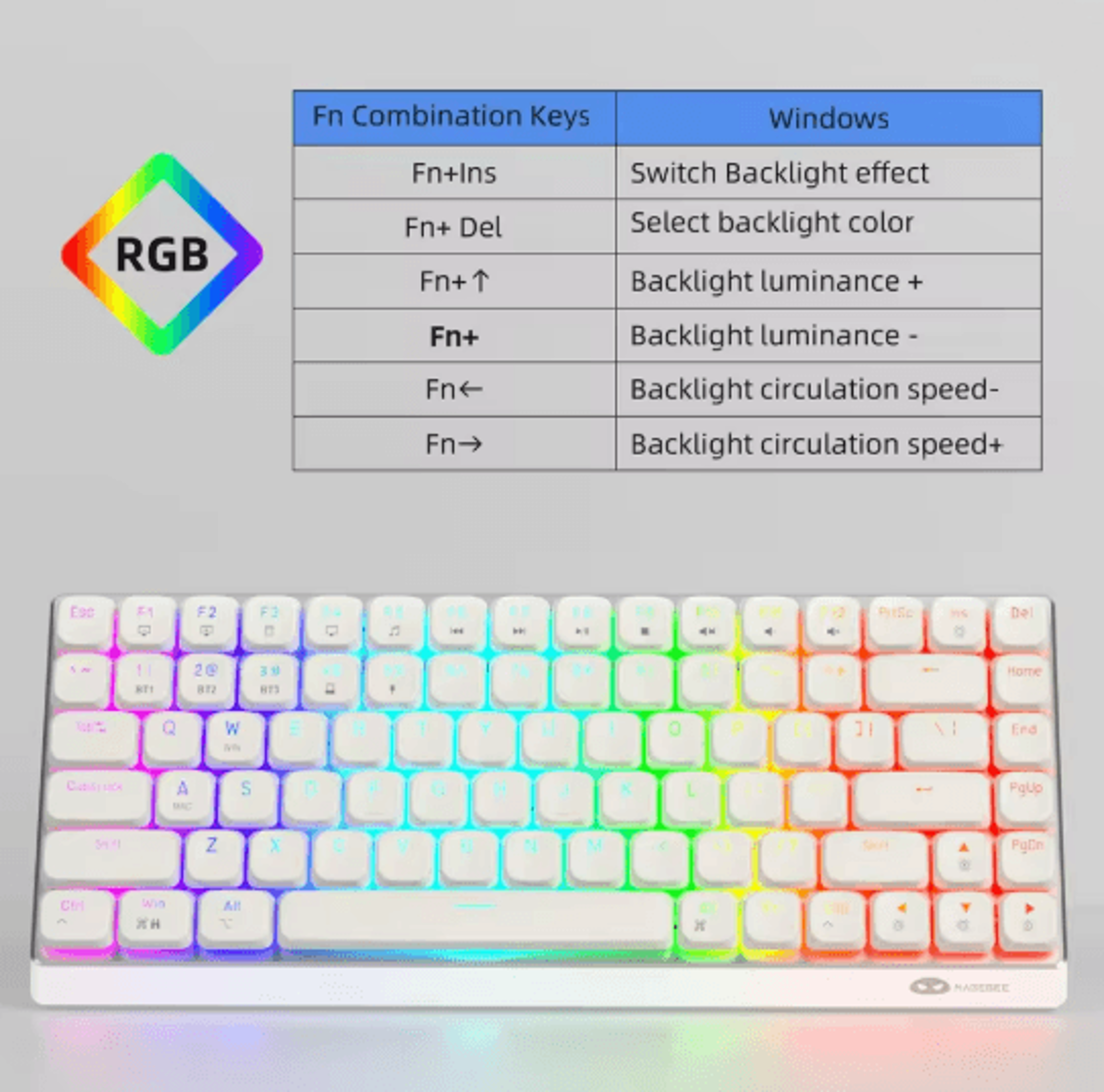 Moon84 Wireless RGB Mechanical Keyboard With Triple Mode Connectivity 1